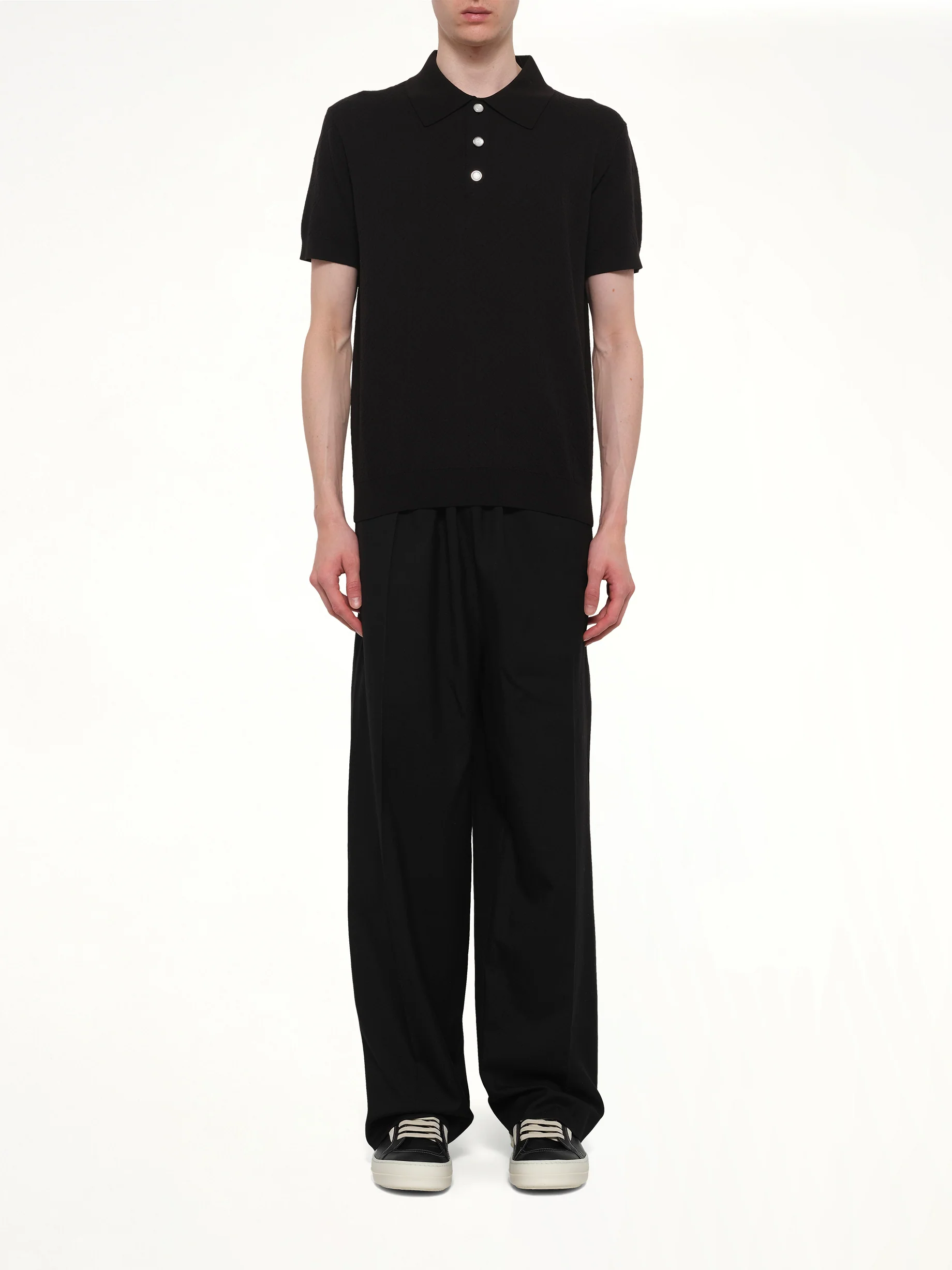 Pointelle Monogram Polo in Black - Image 7