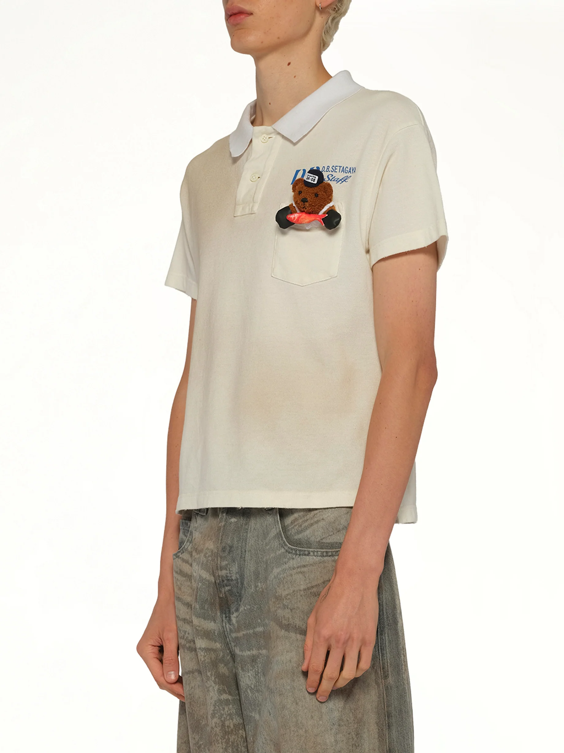 Polo Shirt With My Workwear Bear in White - Image 3