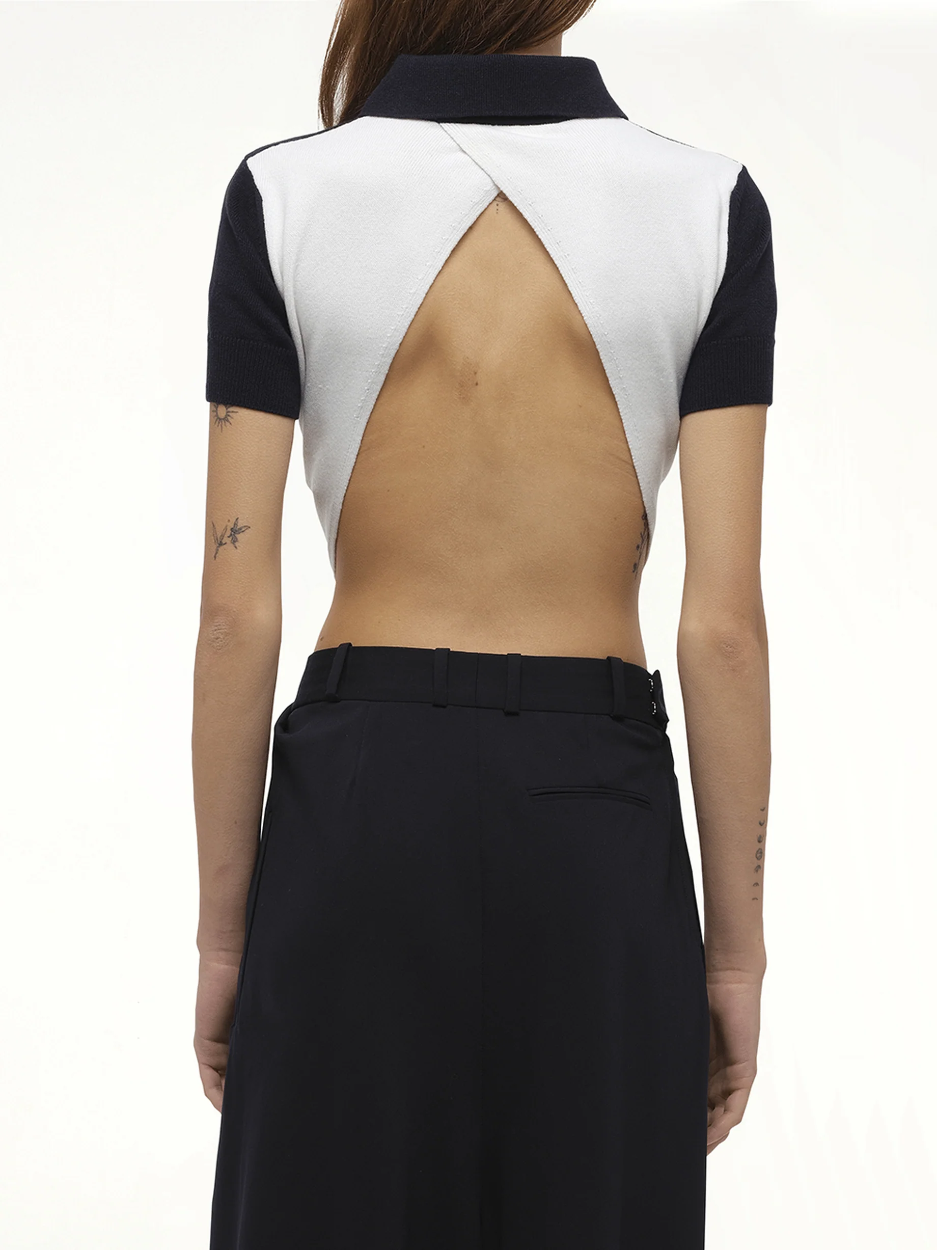 Polo Sweater in Navy/Ecru - Image 4