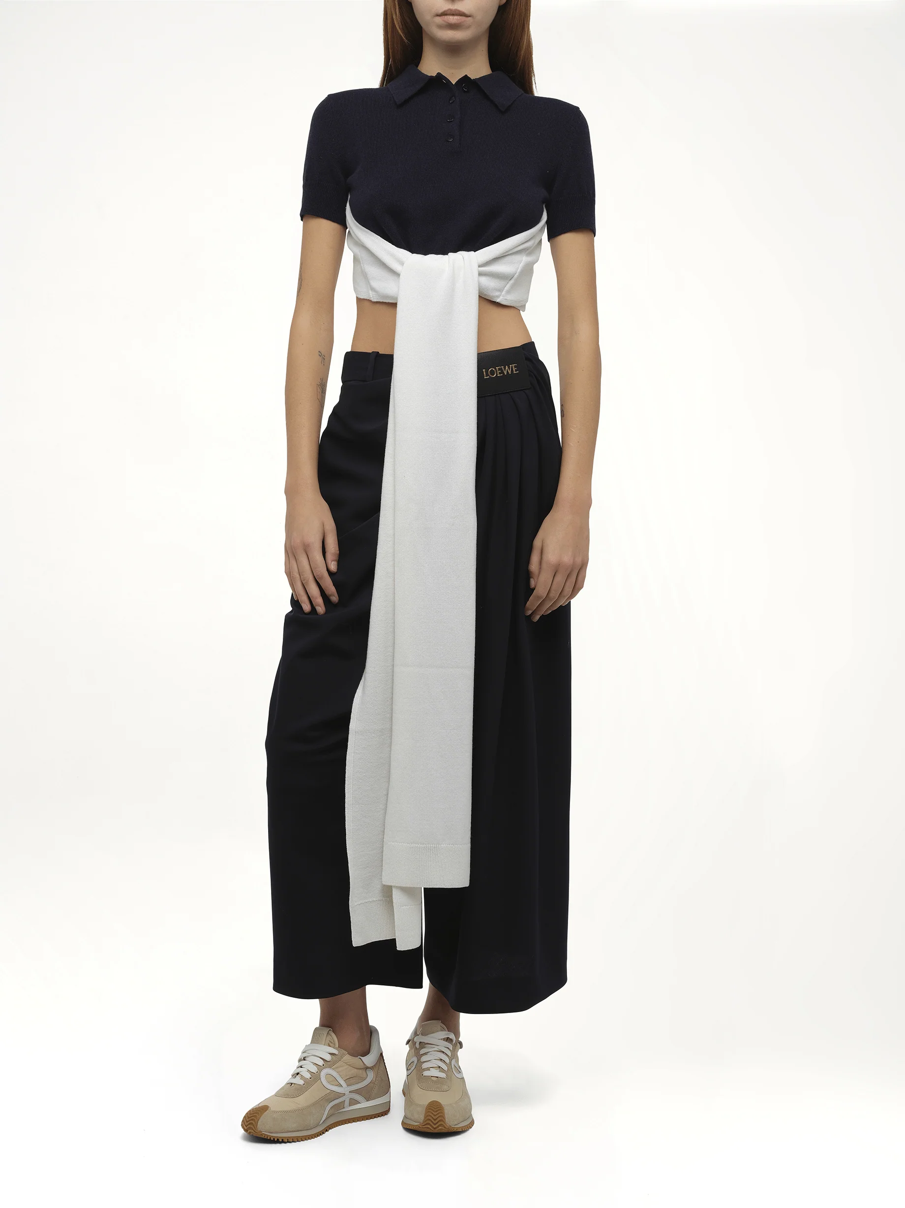Polo Sweater in Navy/Ecru - Image 5