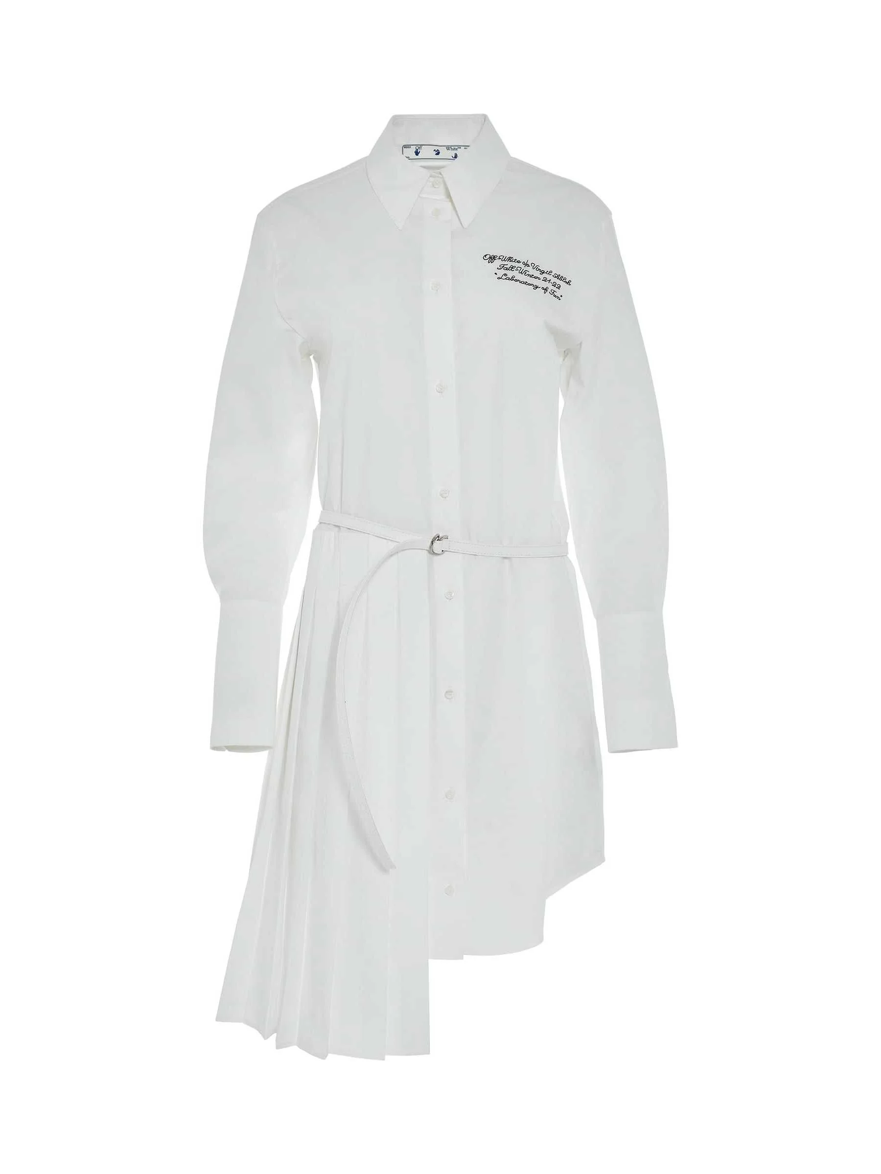 Popel Plisse Shirt Dress in White