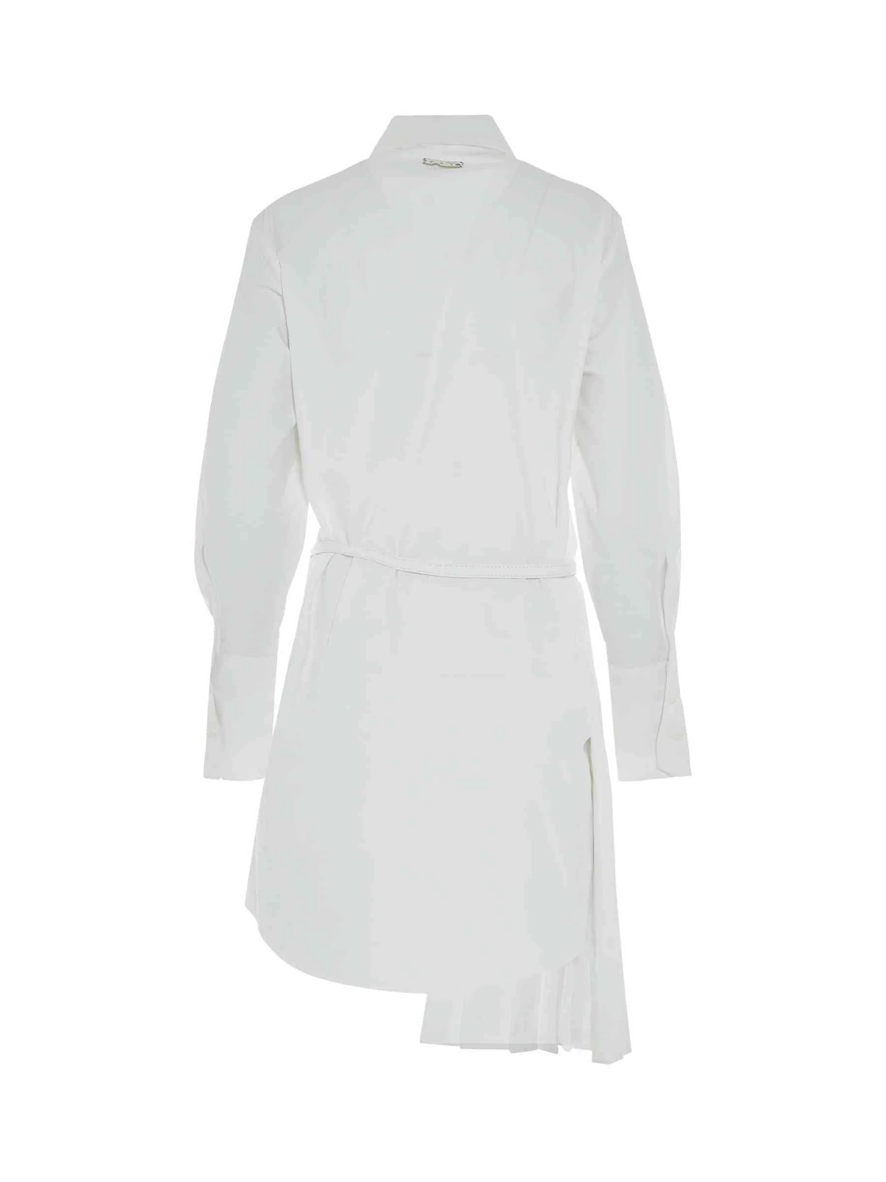 Popel Plisse Shirt Dress in White - Image 4