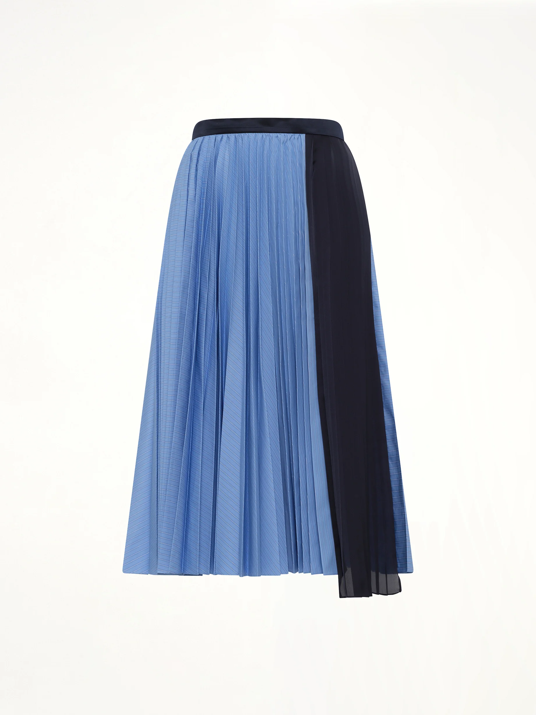 Poplin Pleat Skirt in Blue Stripe - Image 2
