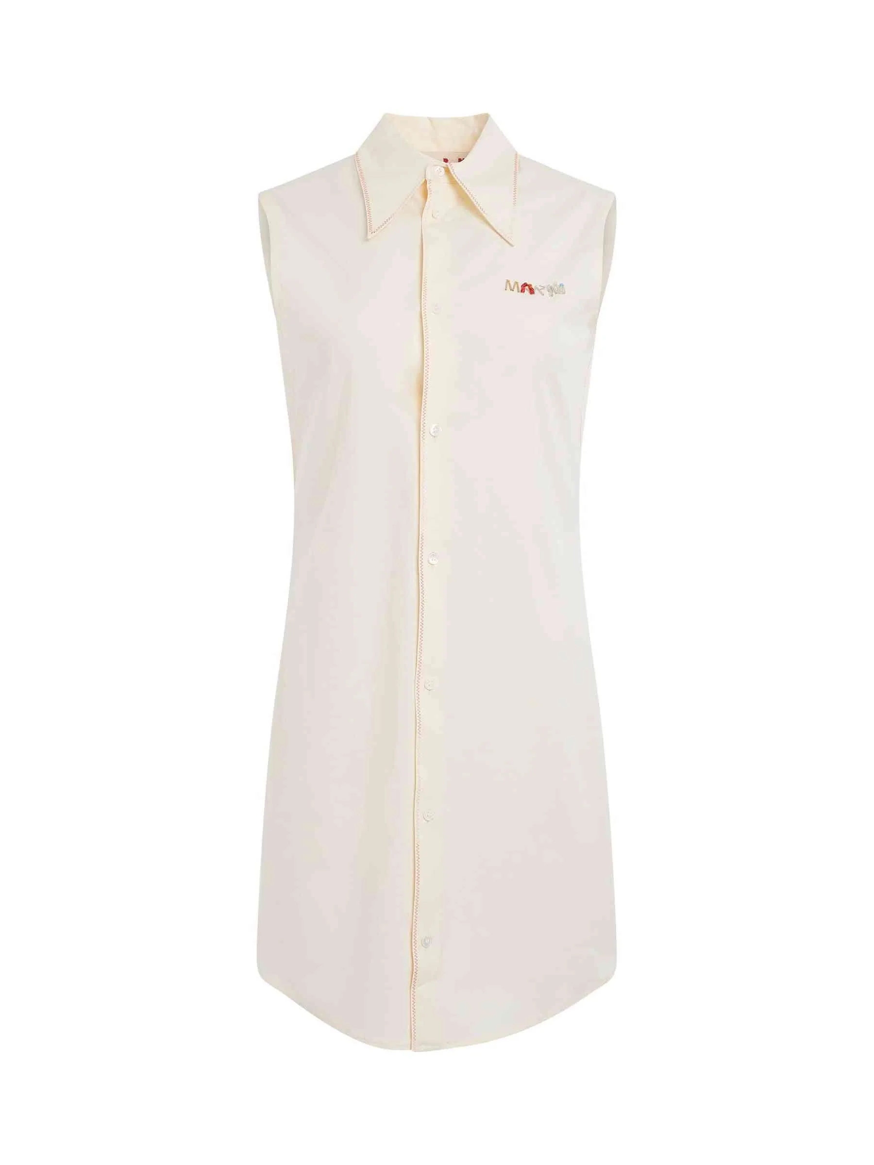 Poplin Shirt Dress in Antique White