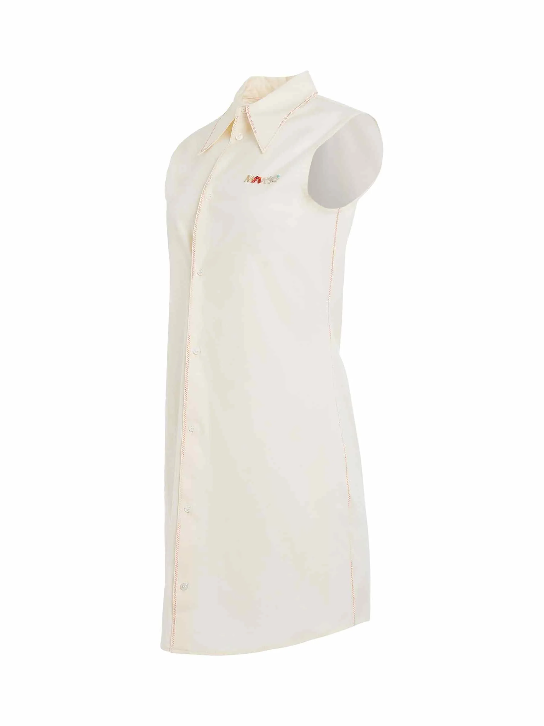Poplin Shirt Dress in Antique White - Image 2