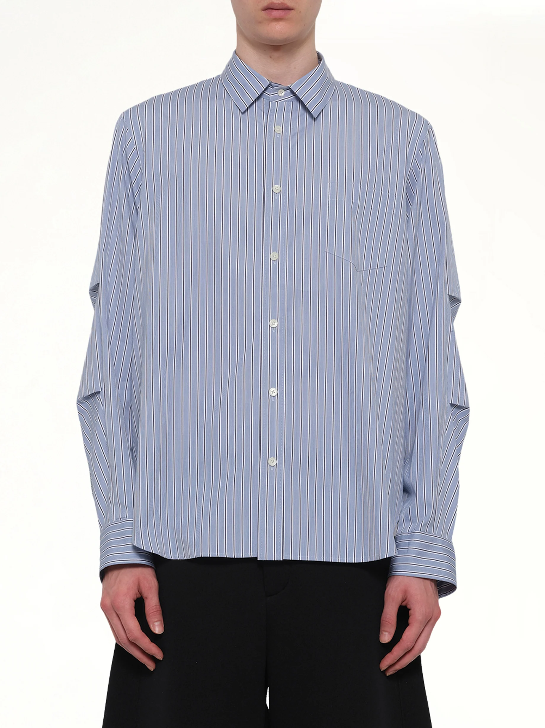 Poplin Shirt in Light Blue Stripe