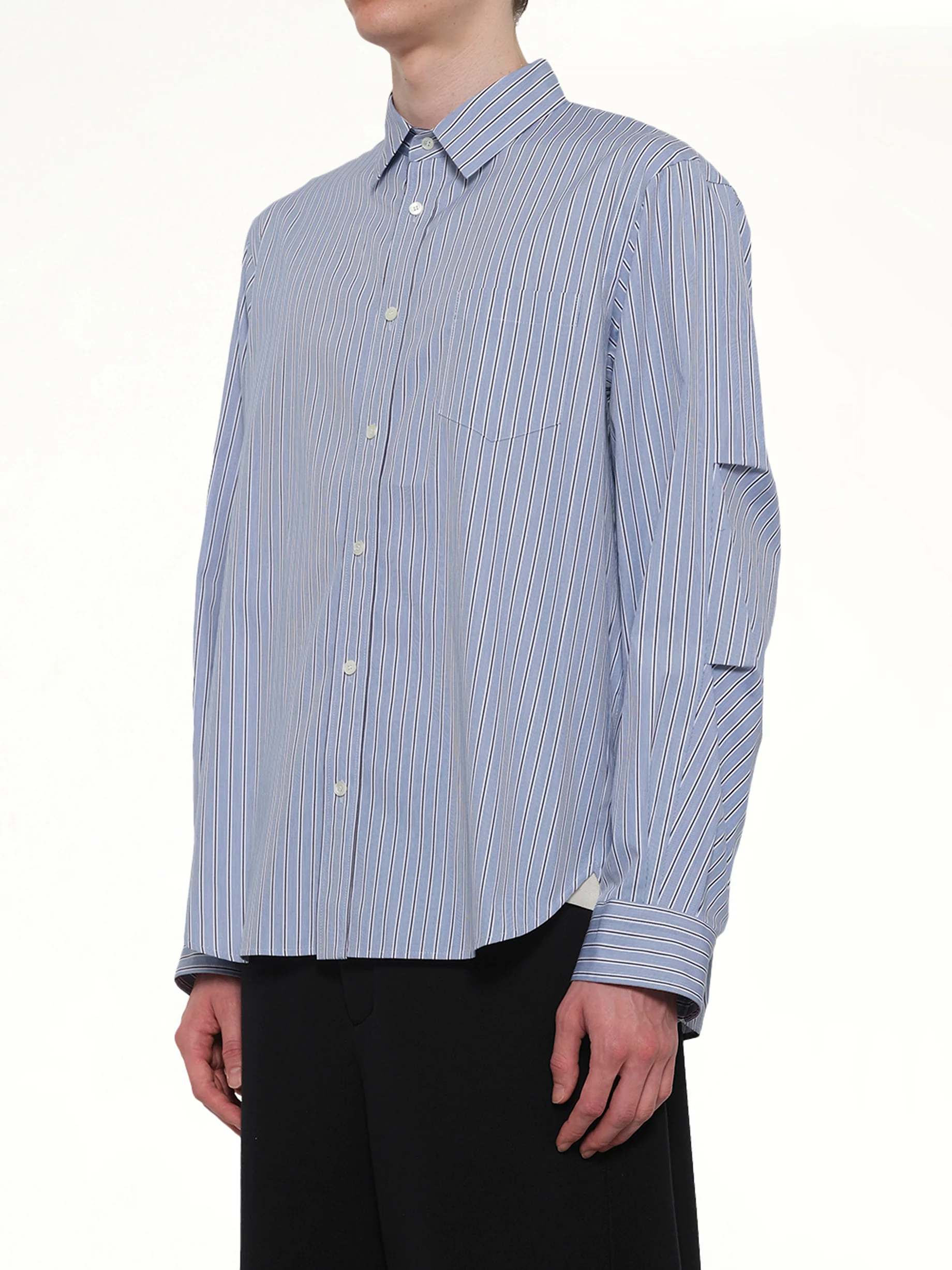 Poplin Shirt in Light Blue Stripe - Image 3