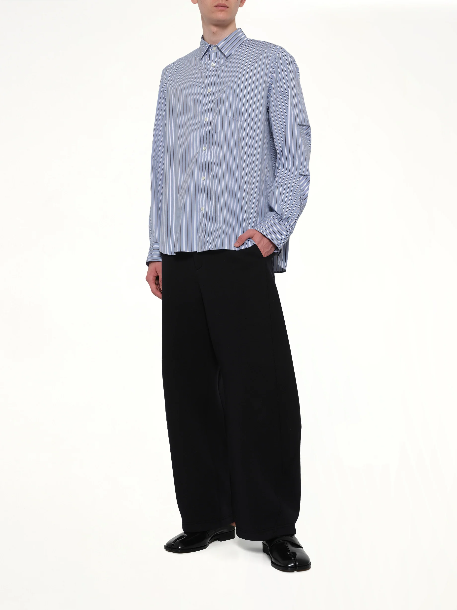 Poplin Shirt in Light Blue Stripe - Image 4