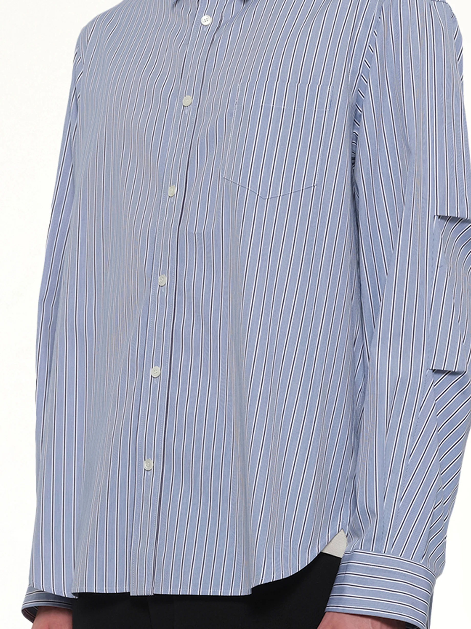Poplin Shirt in Light Blue Stripe - Image 6