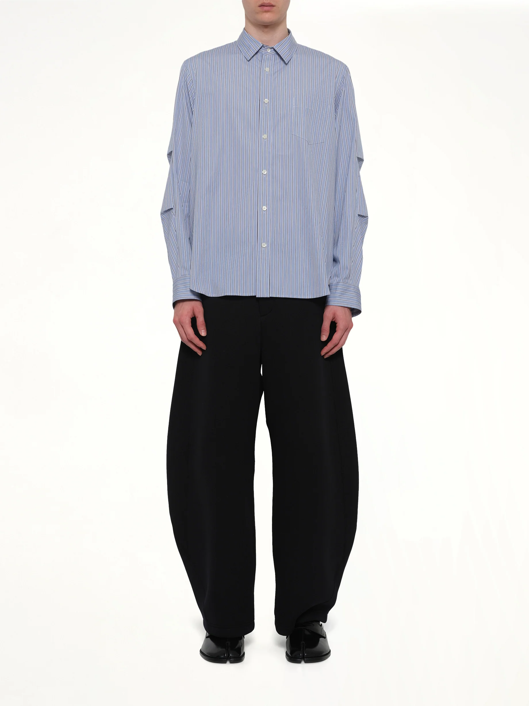 Poplin Shirt in Light Blue Stripe - Image 7
