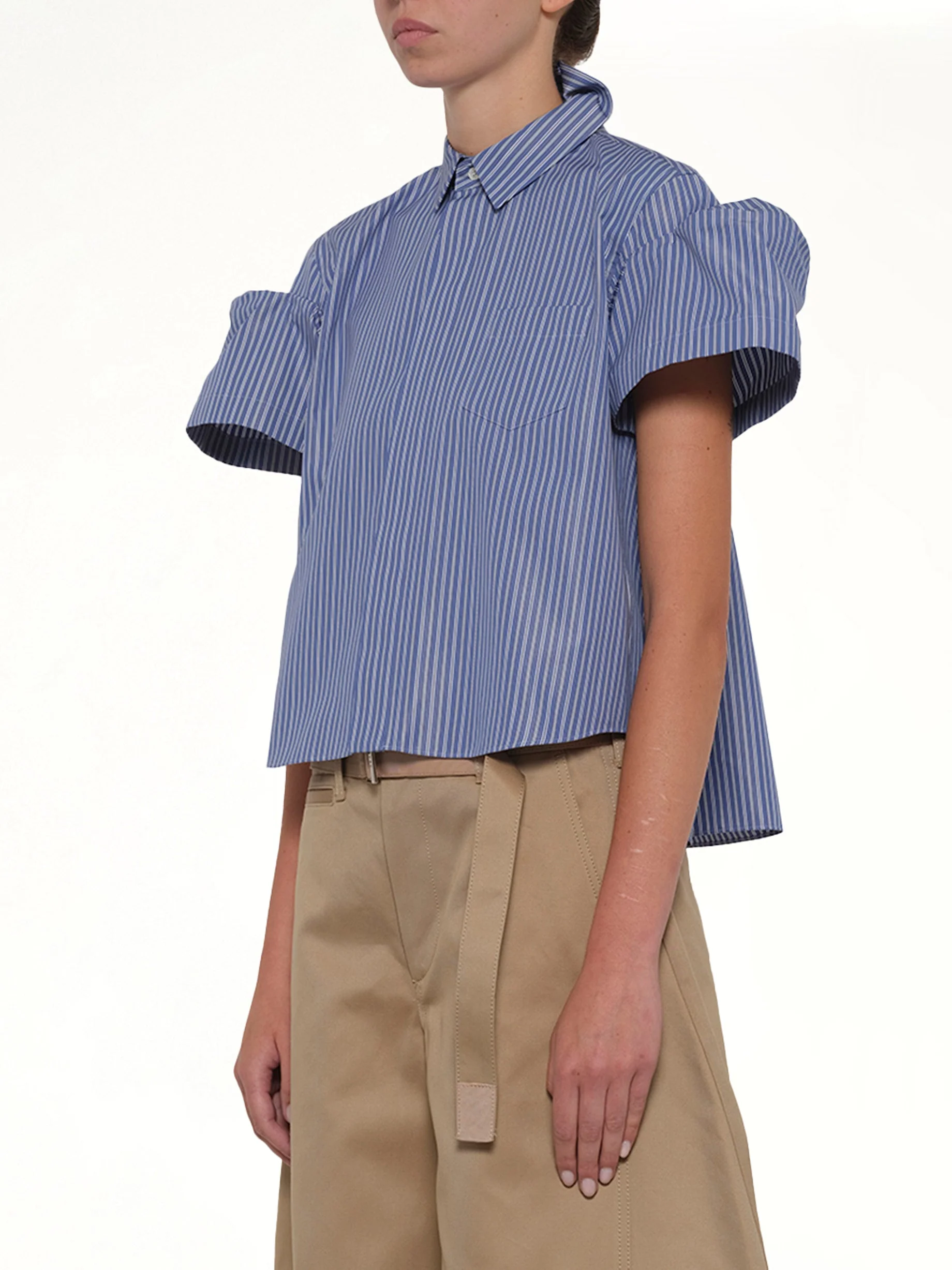 Poplin Stripe Shirt in Blue - Image 3