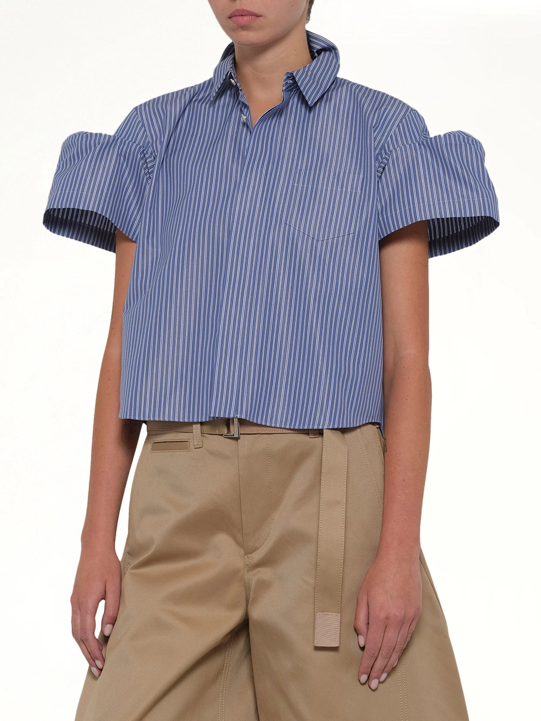 Poplin Stripe Shirt in Blue - Image 6