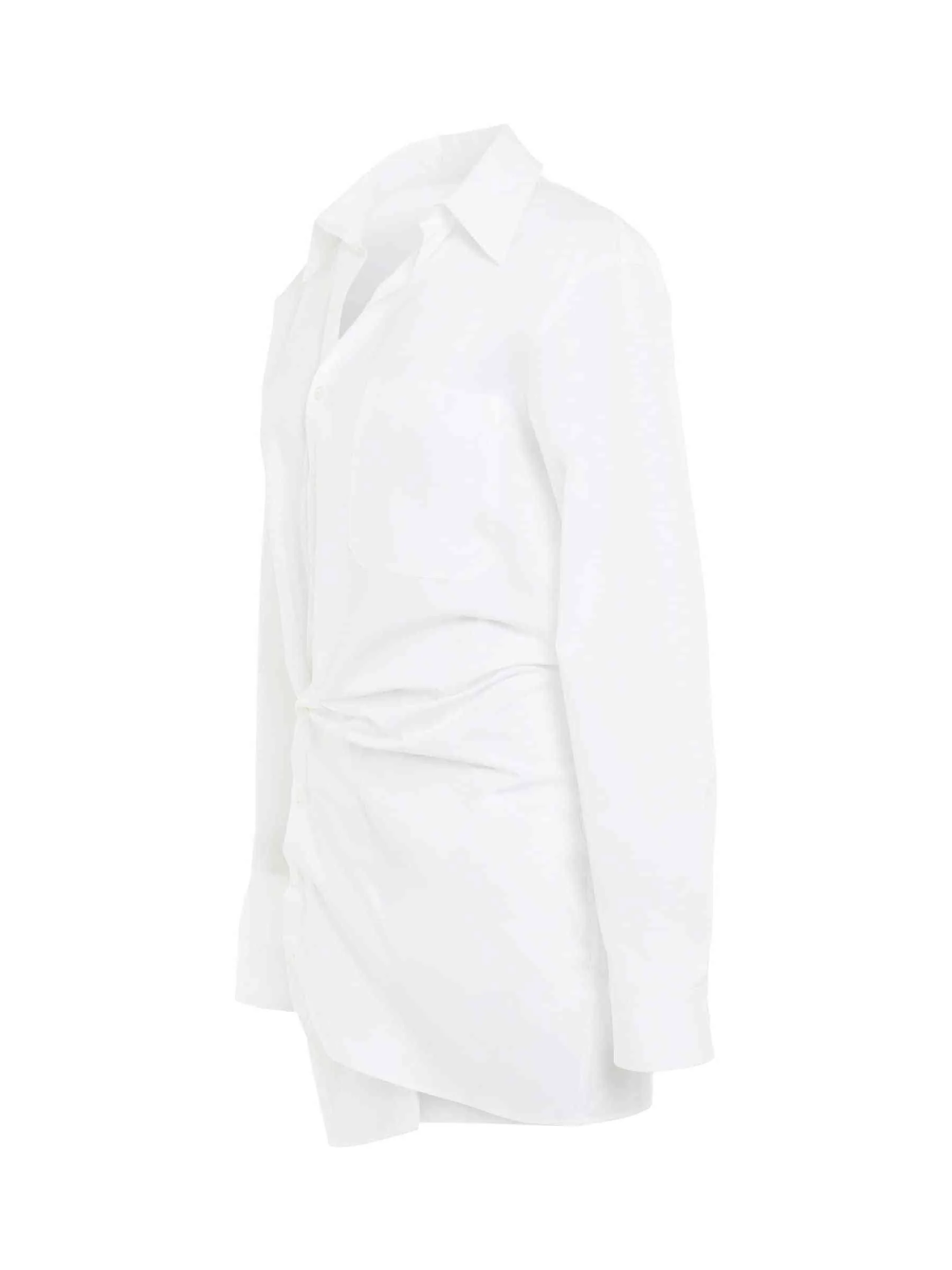 Poplin Twist Shirt Dress in White - Image 2
