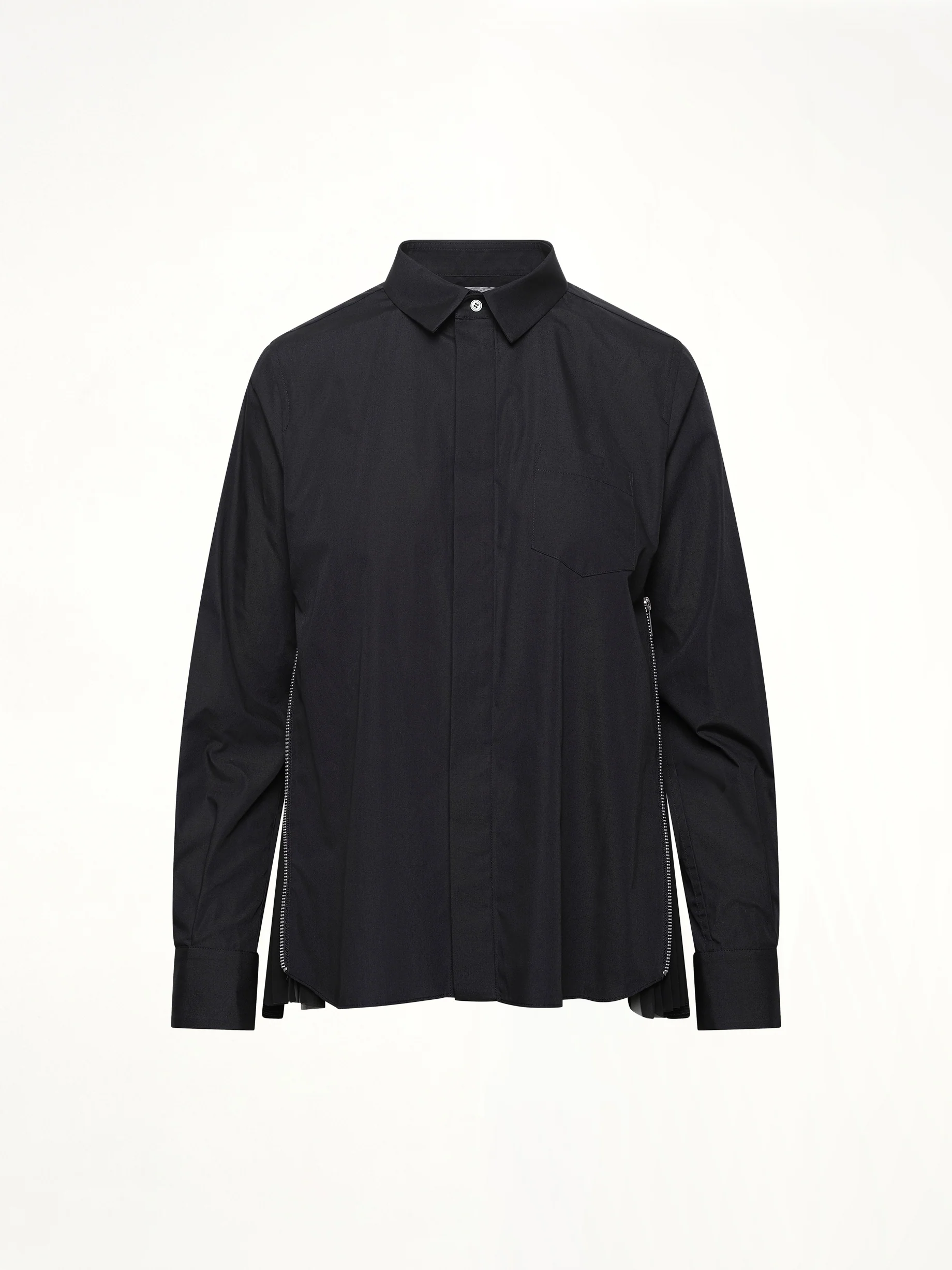Poplin x Chiffon Shirt in Black - Image 2