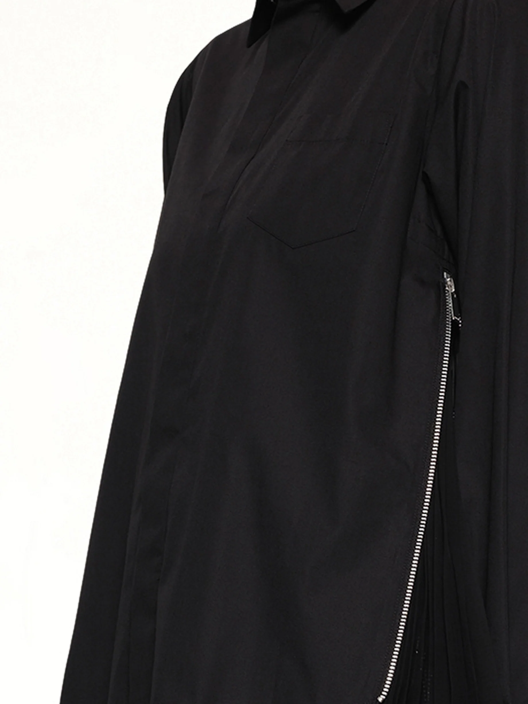 Poplin x Chiffon Shirt in Black - Image 3