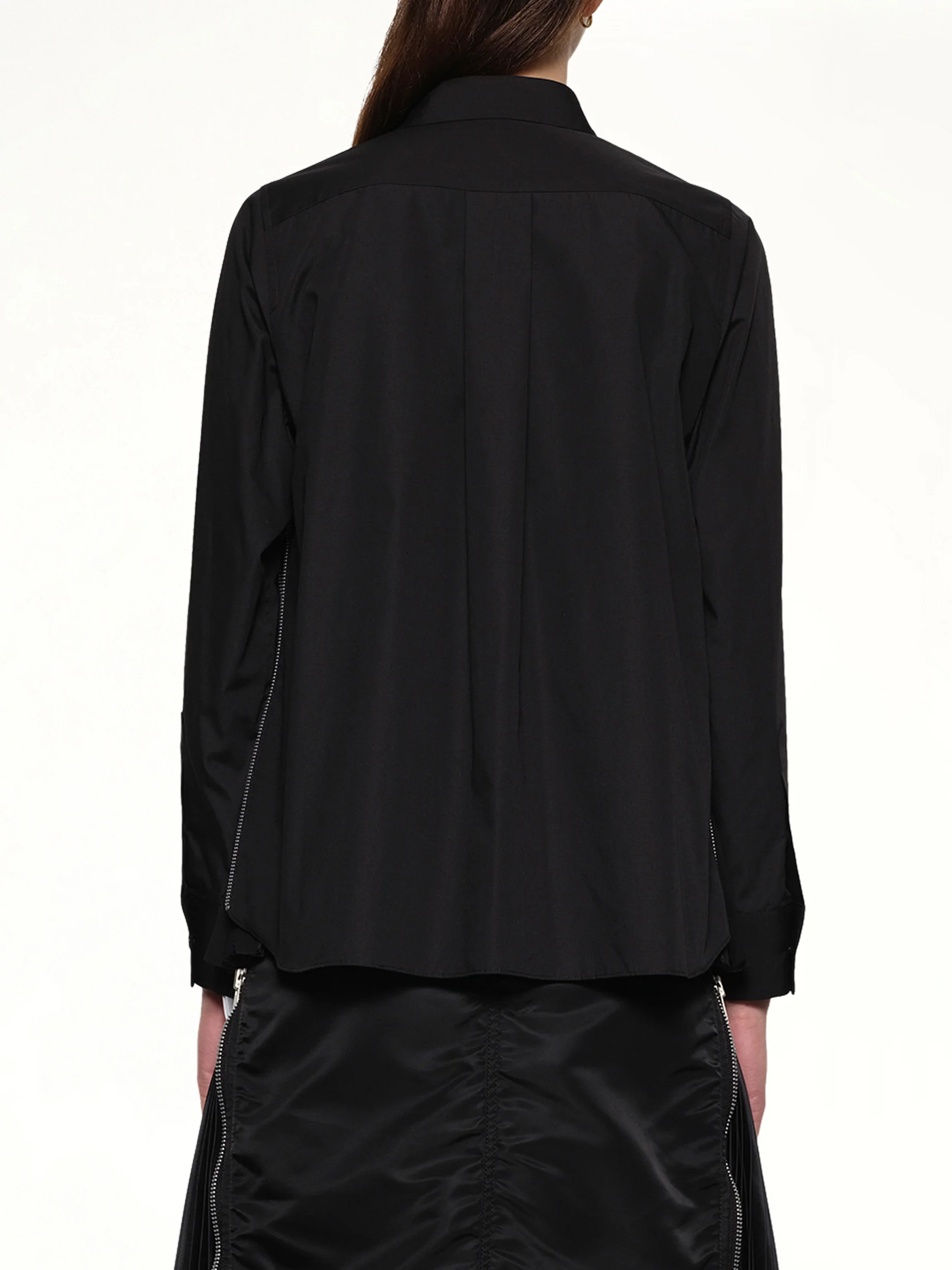 Poplin x Chiffon Shirt in Black - Image 5