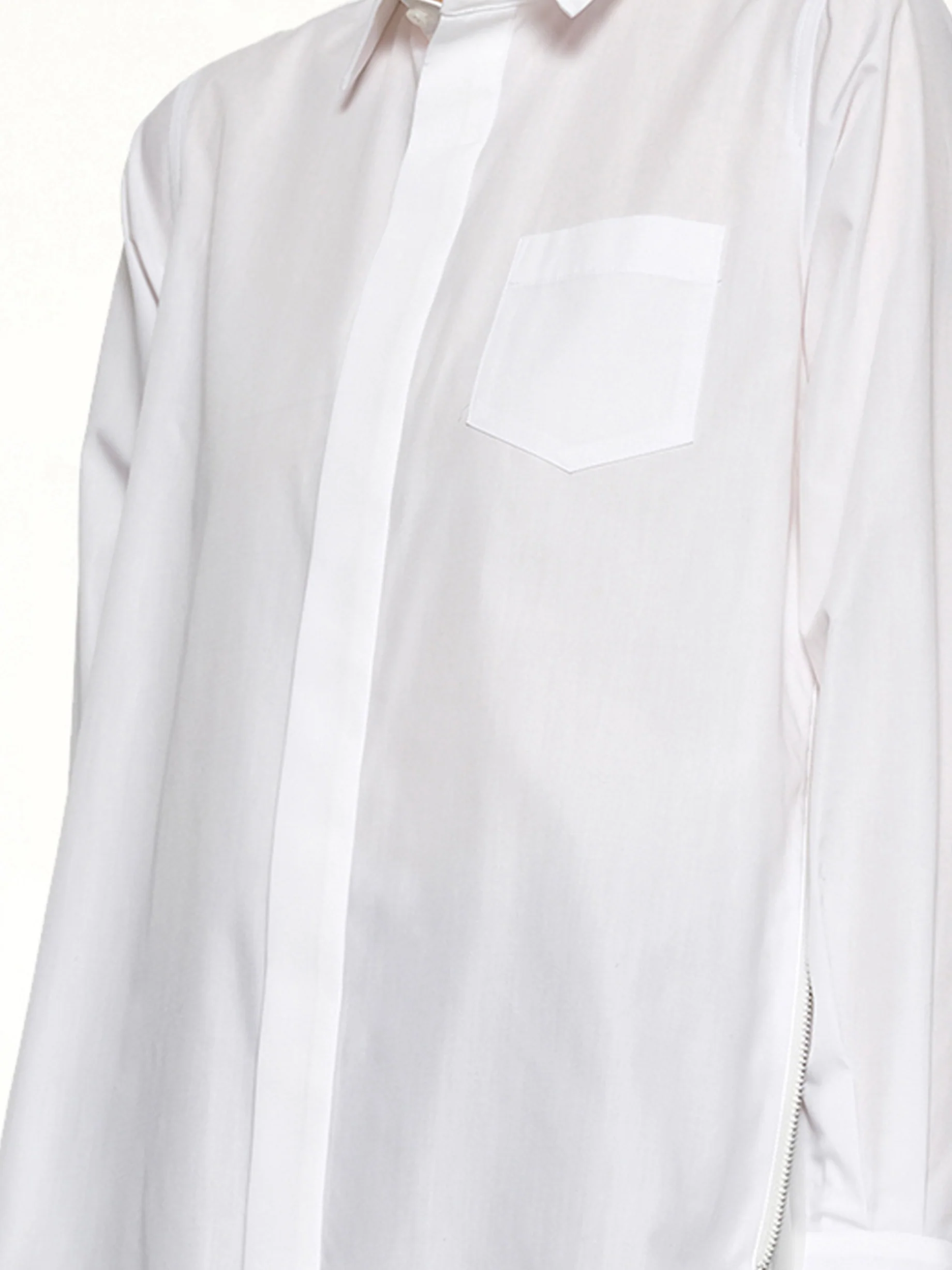 Poplin x Chiffon Shirt in Off White - Image 3