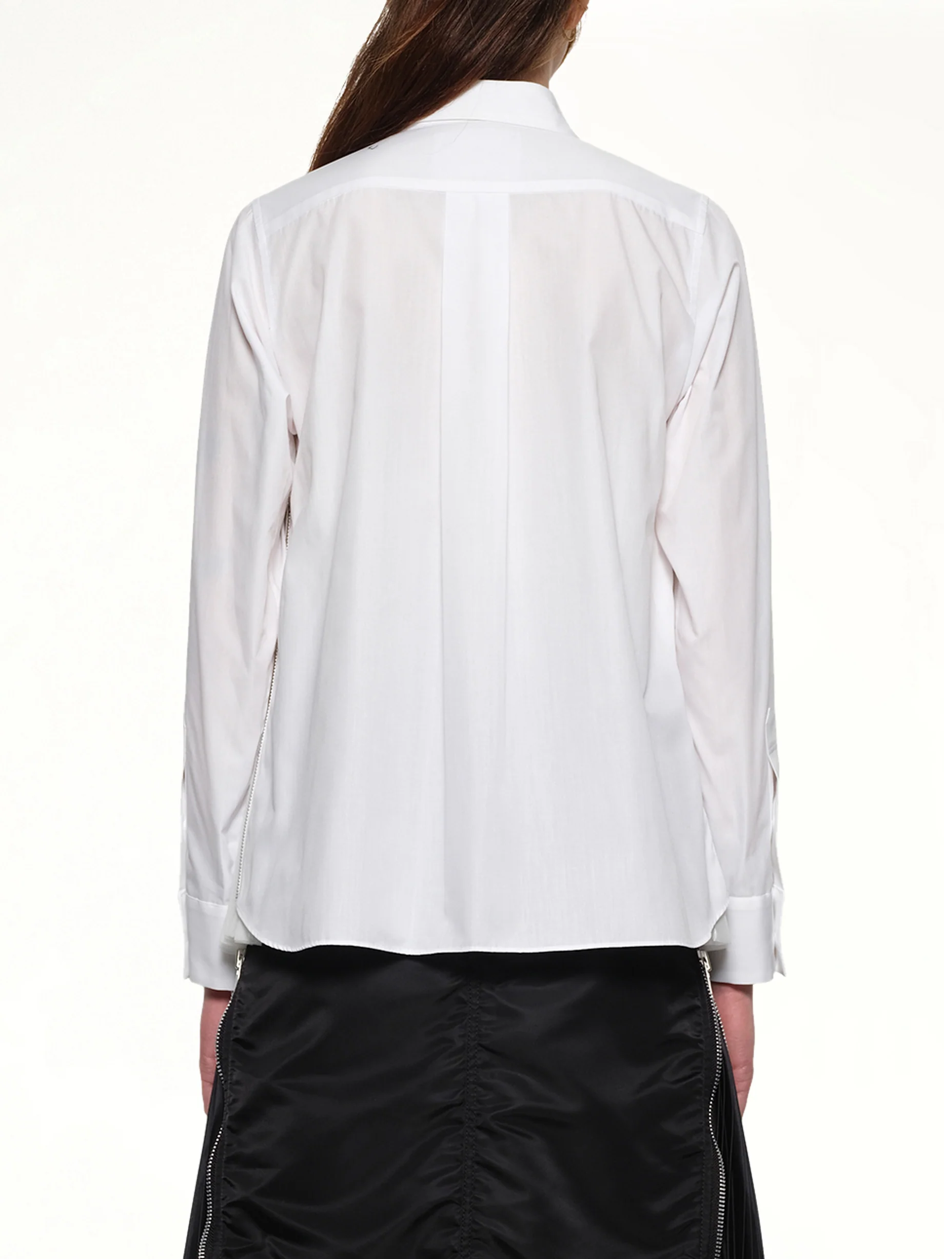 Poplin x Chiffon Shirt in Off White - Image 5