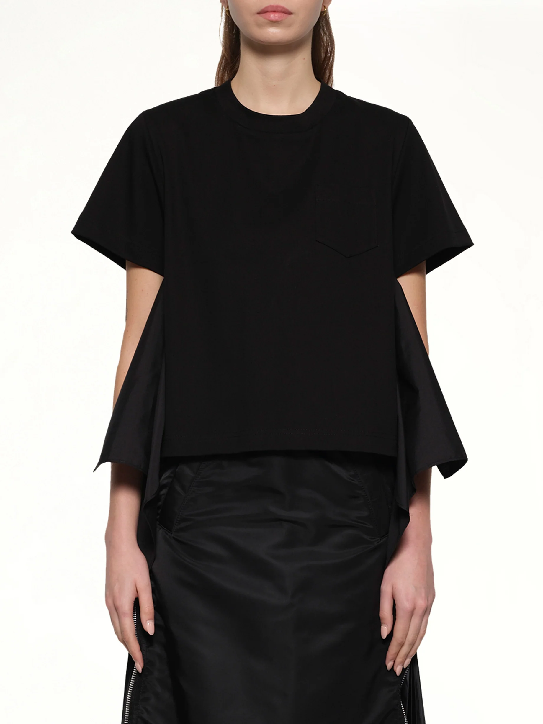Poplin x Cotton Jersey T-Shirt in Black