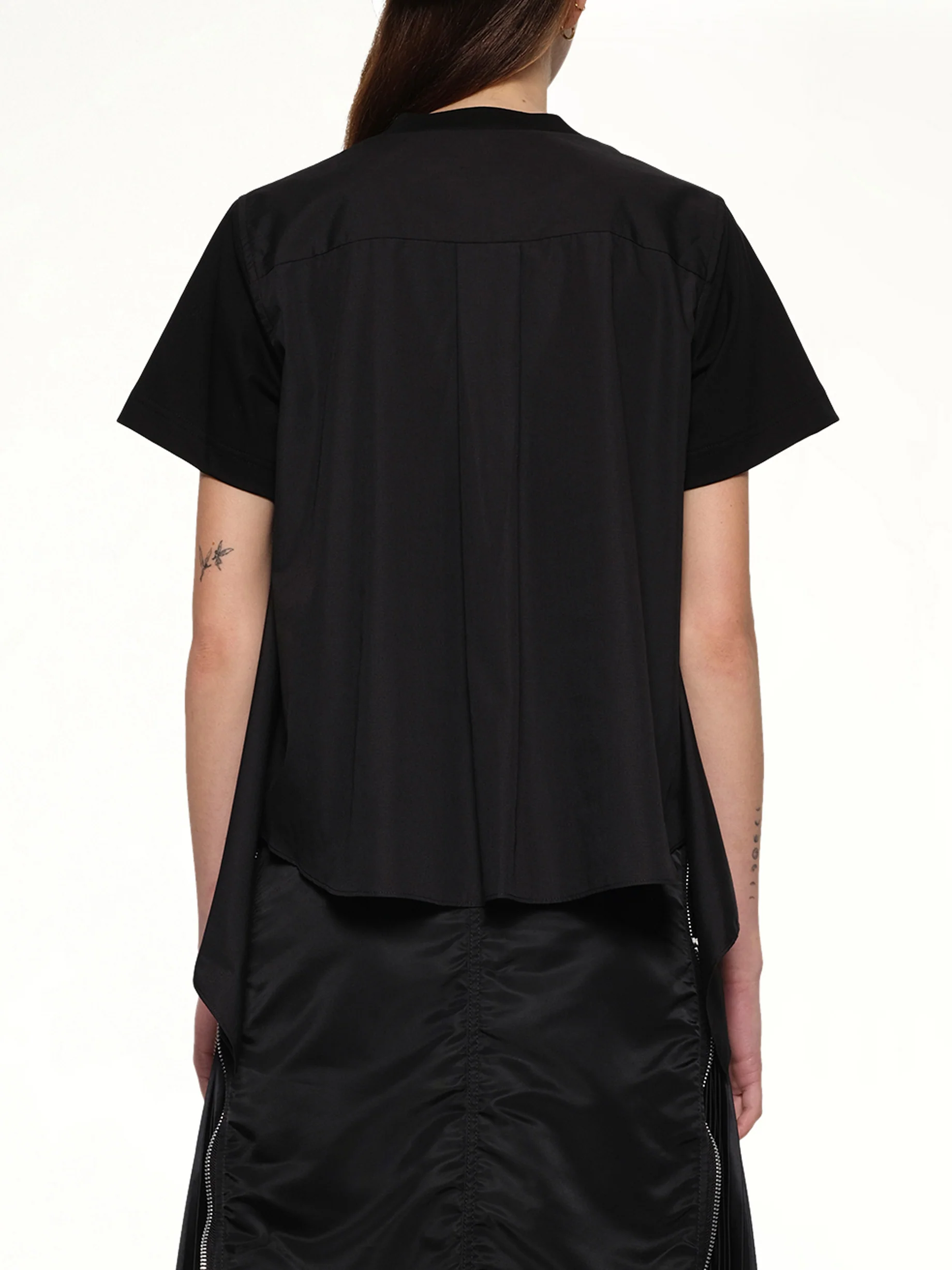 Poplin x Cotton Jersey T-Shirt in Black - Image 5