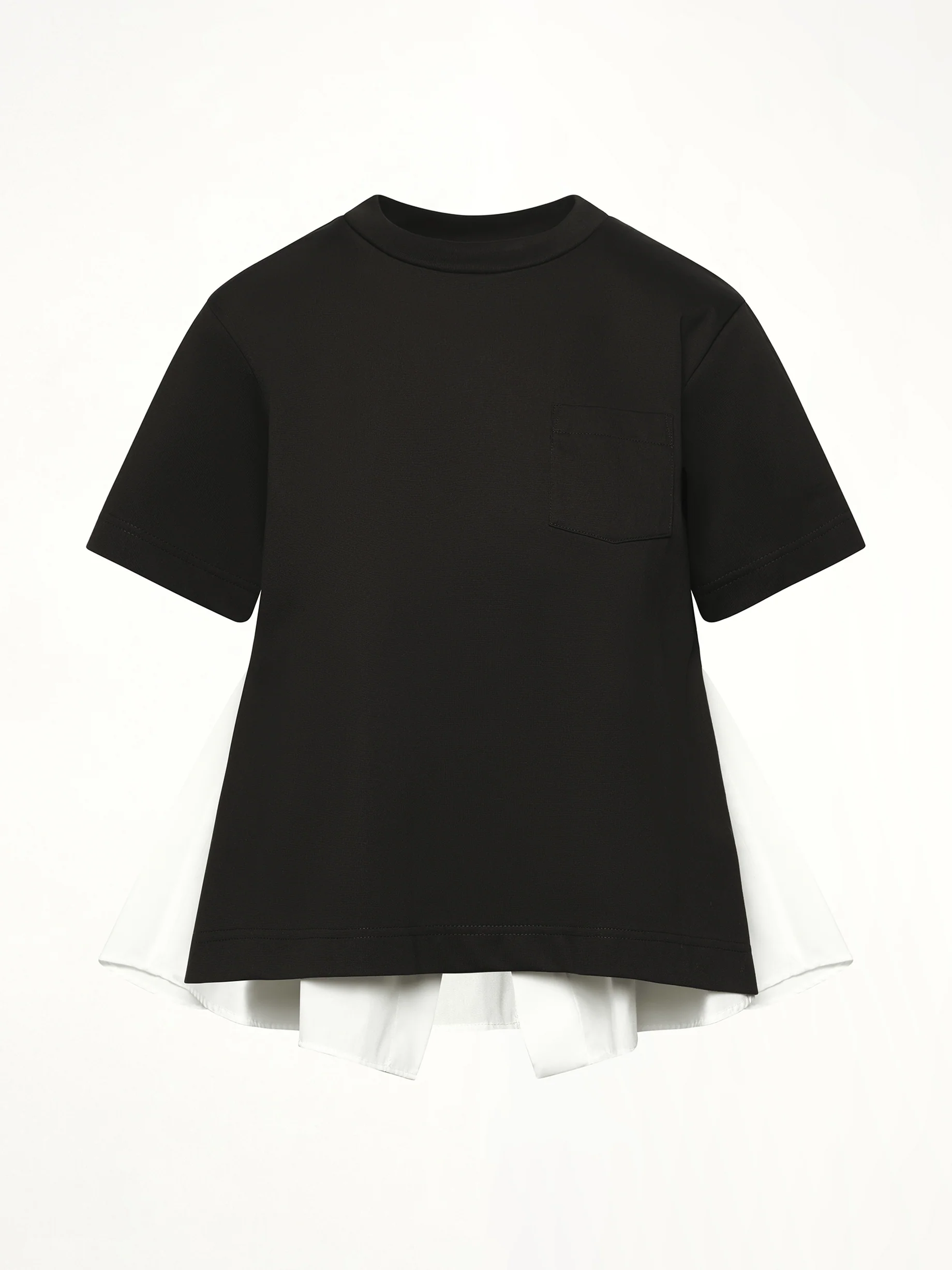Poplin x Cotton Jersey T-Shirt in Black/Off White - Image 2