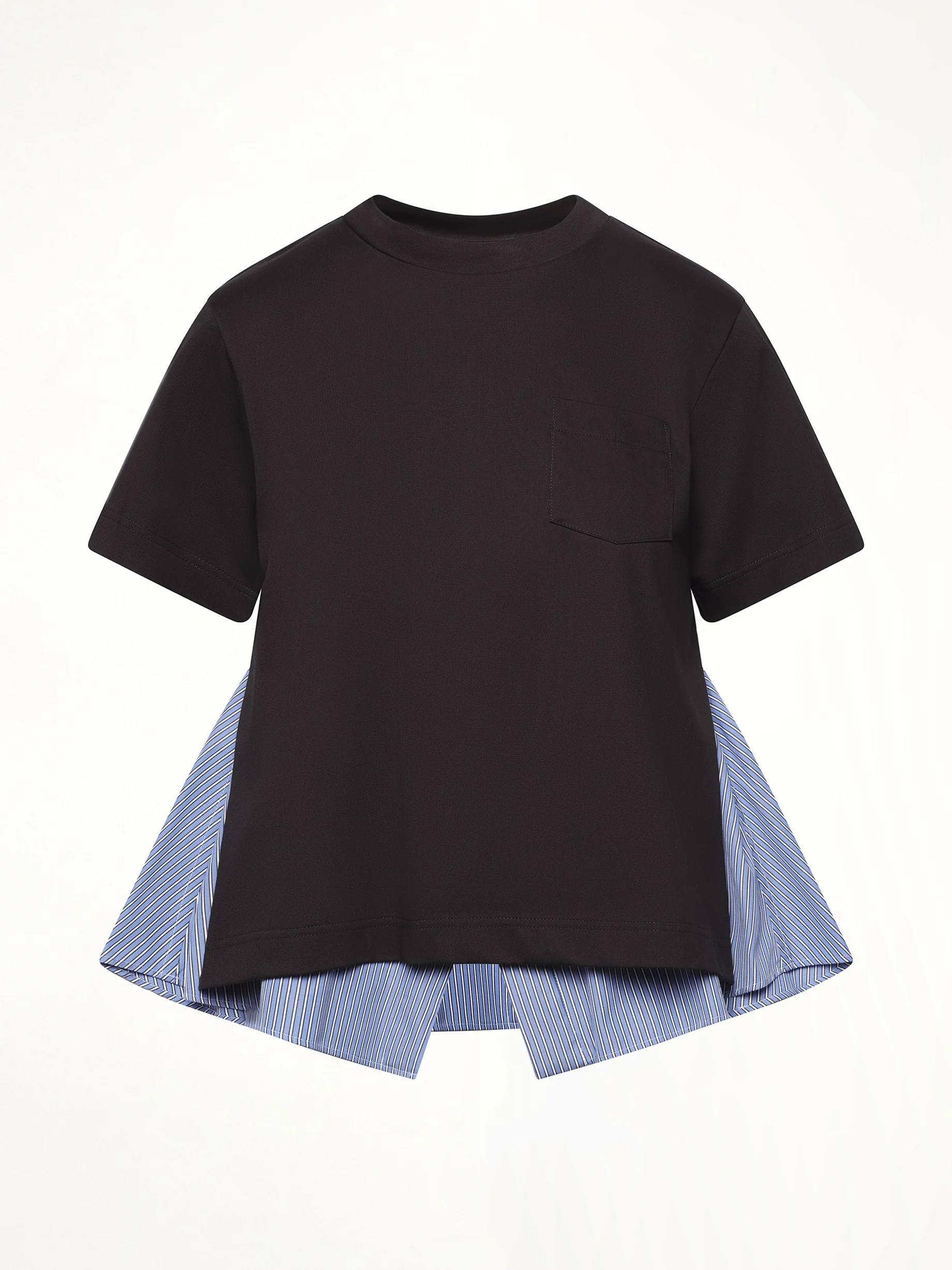 Poplin x Cotton Jersey T-Shirt in Navy/Blue Stripe - Image 2