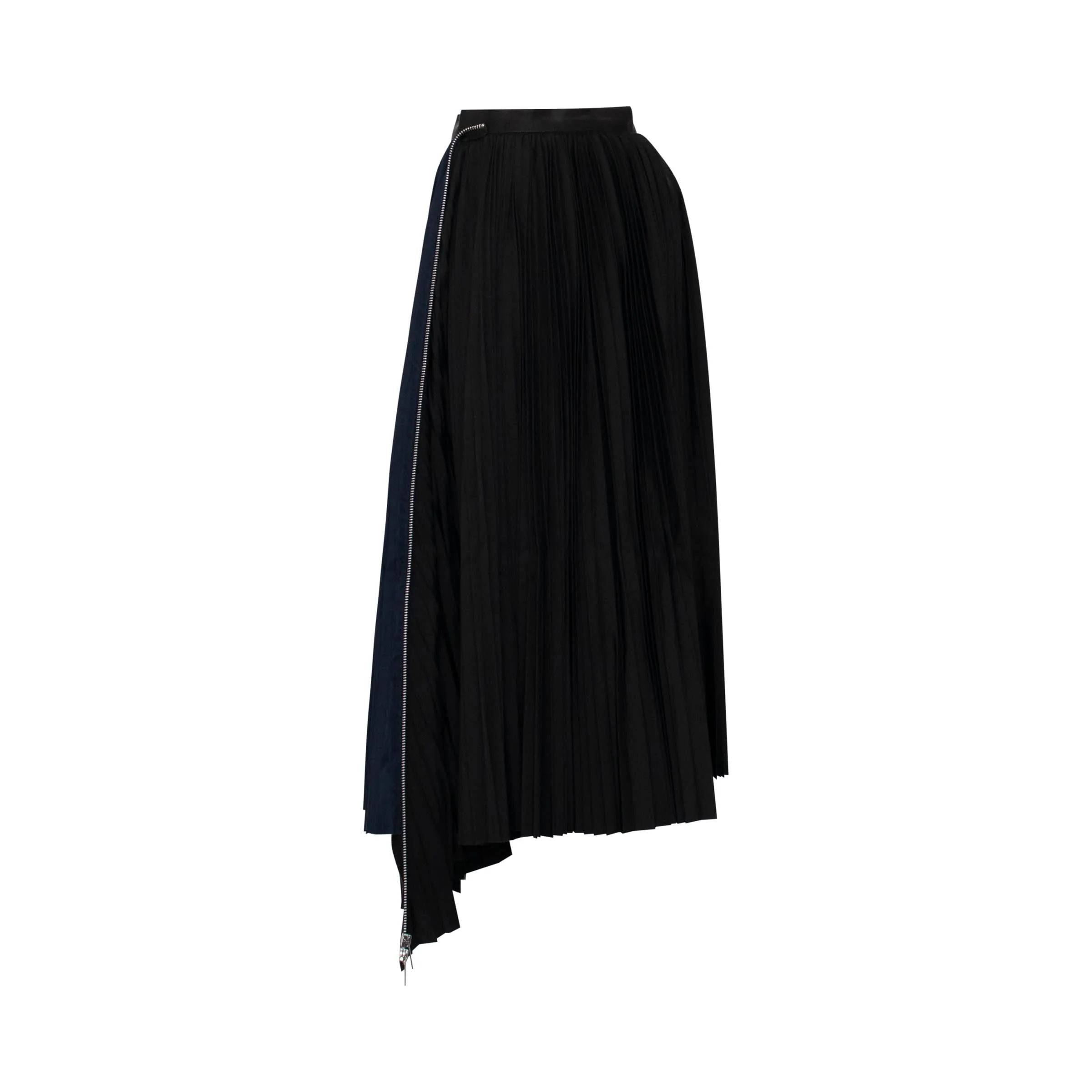 Classic Pleated Asymmetric Skirt in Black - Image 3