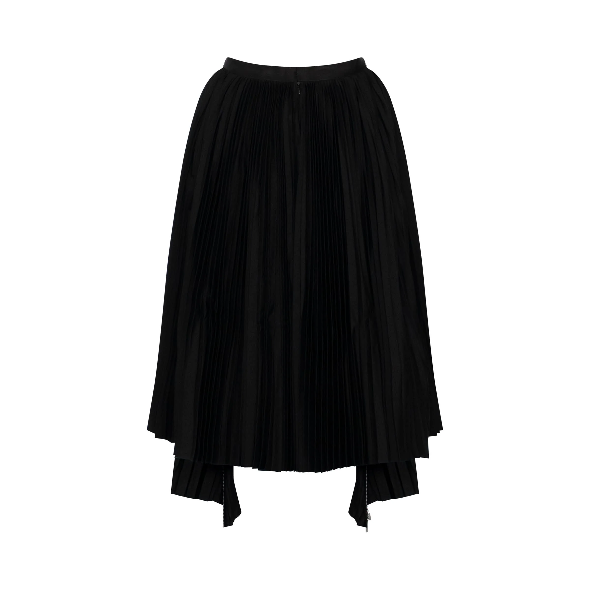 Classic Pleated Asymmetric Skirt in Black - Image 4