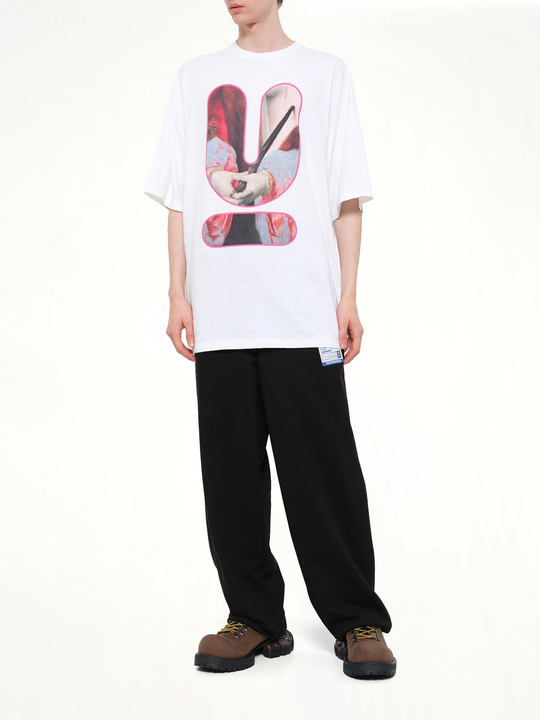 Portrait U Logo T-Shirt in White - Image 4