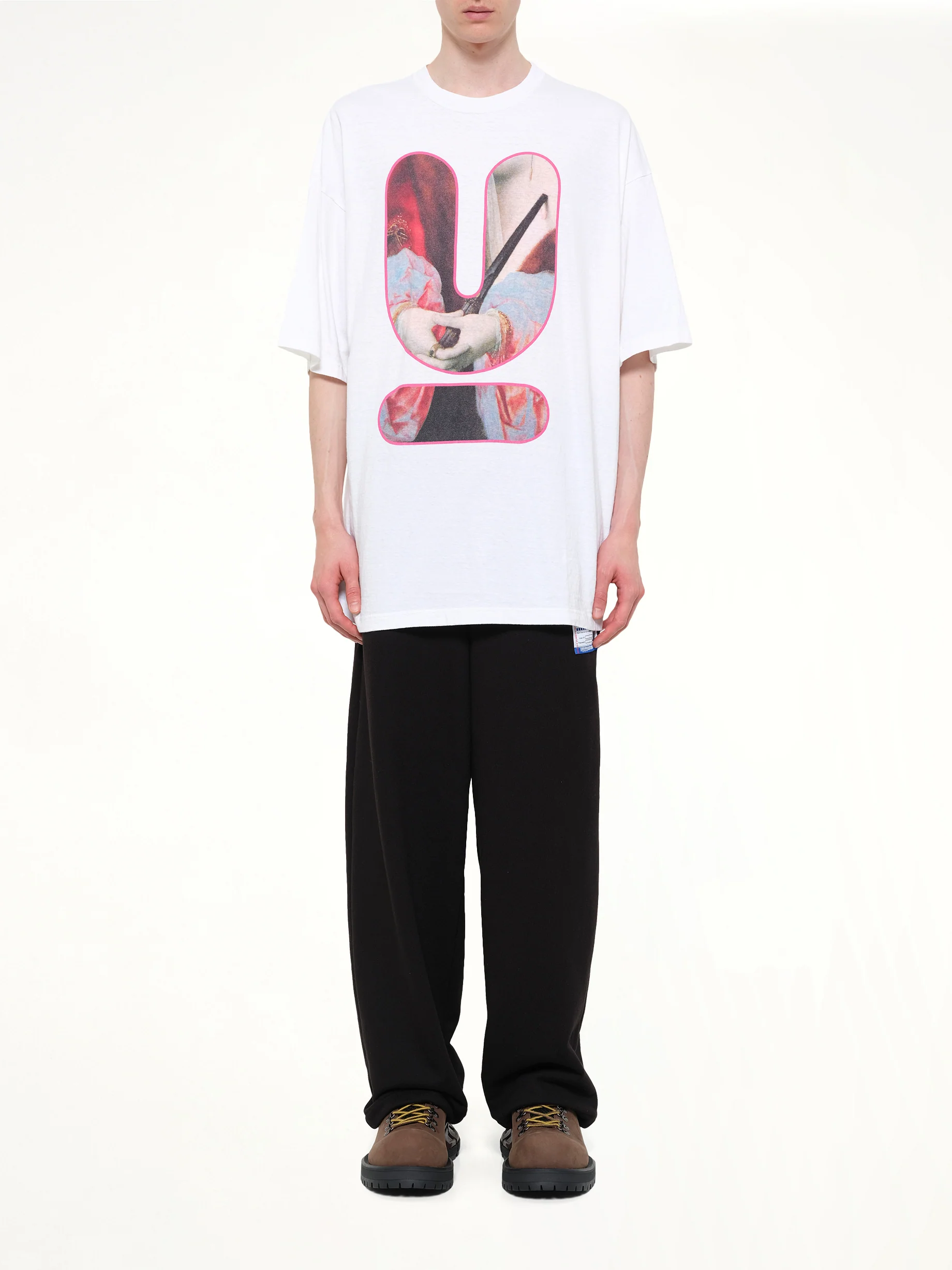 Portrait U Logo T-Shirt in White - Image 7