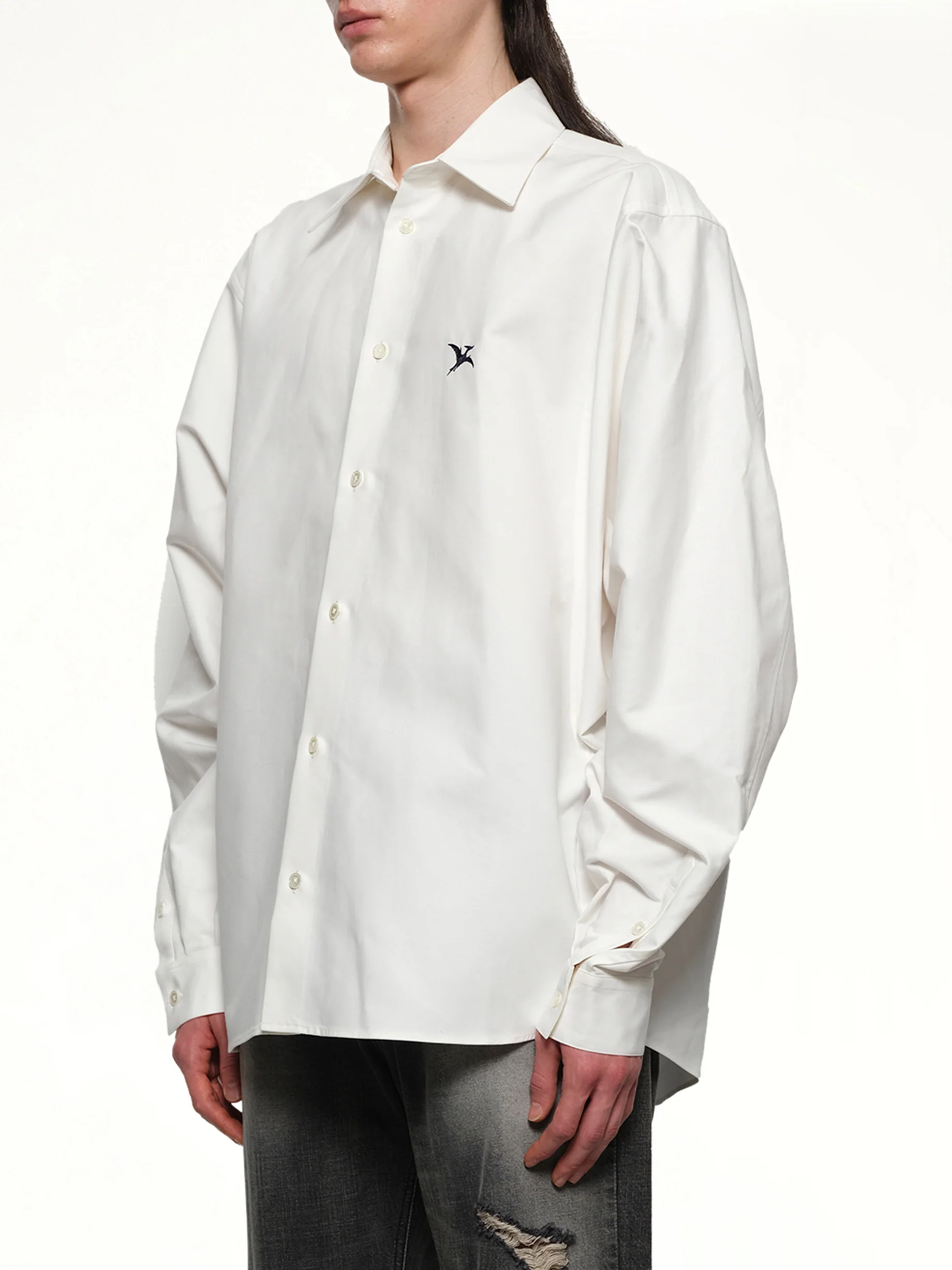 Pteranodon Embroidered Shirt in White - Image 3