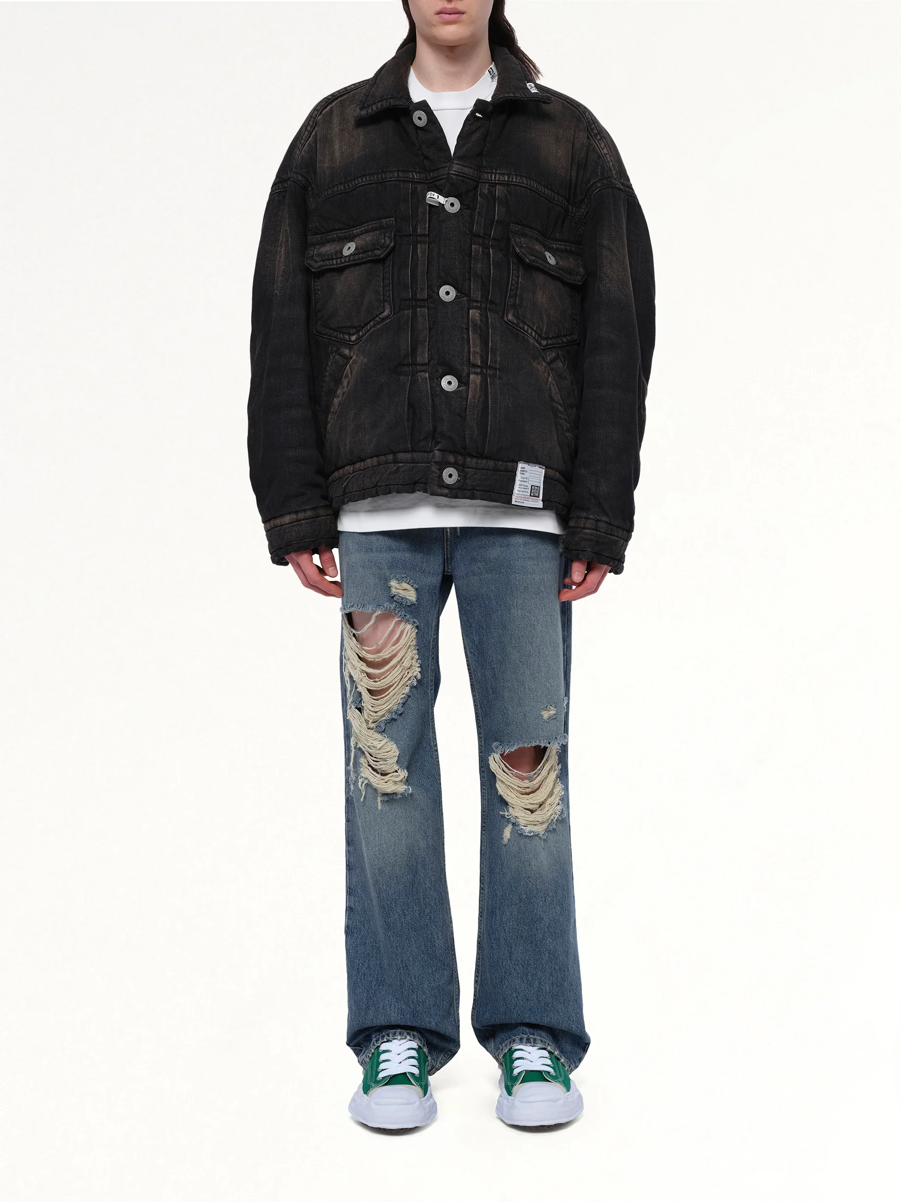 Puffer Denim Jacket in Black - Image 7