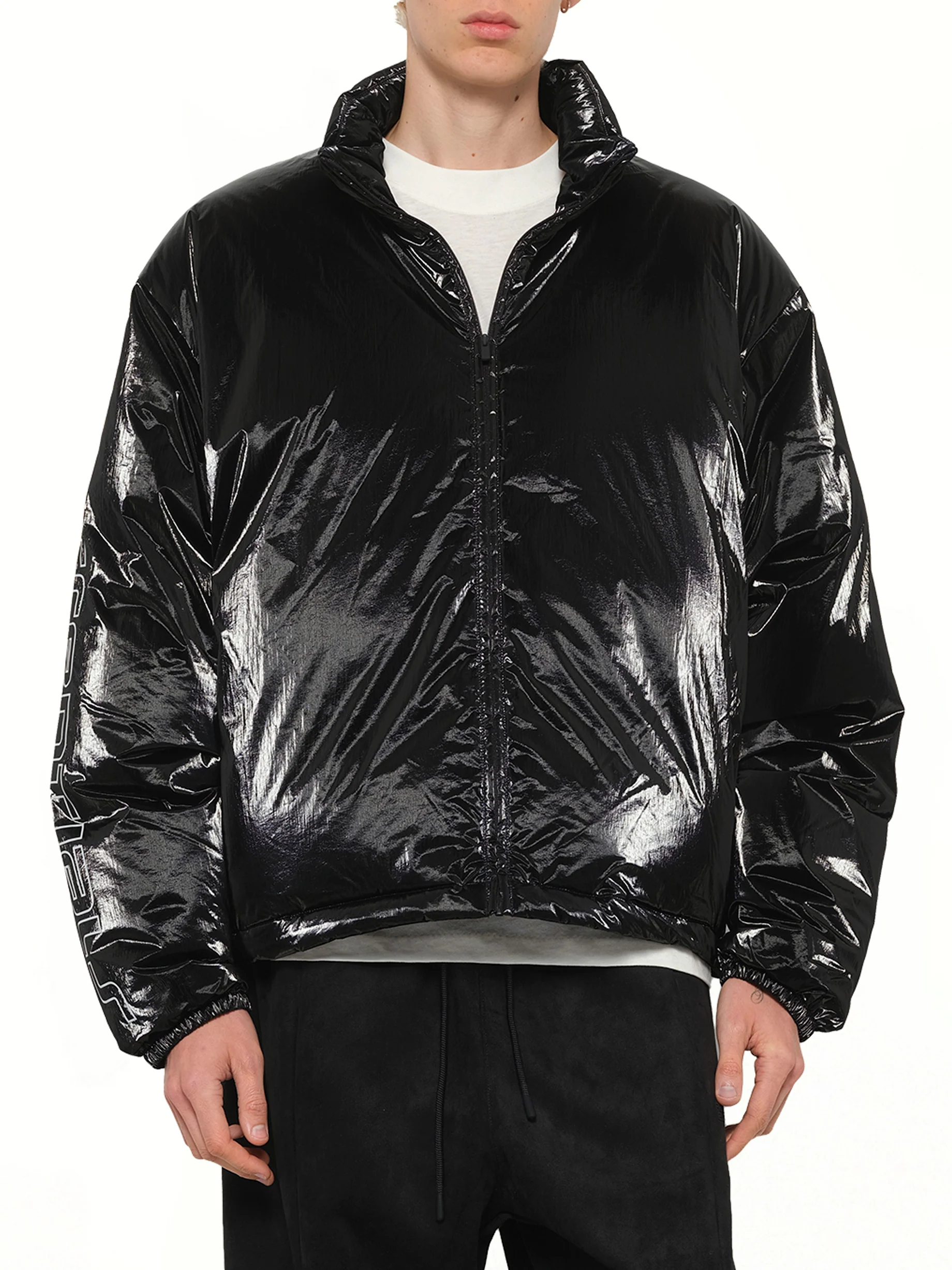 Puffer Jacket in Metallic Black - Image 6
