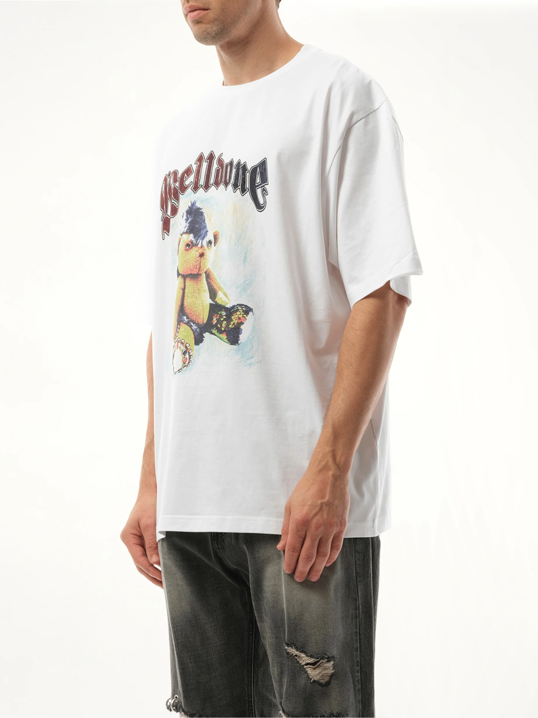 Punk Teddy T-Shirt in White - Image 5