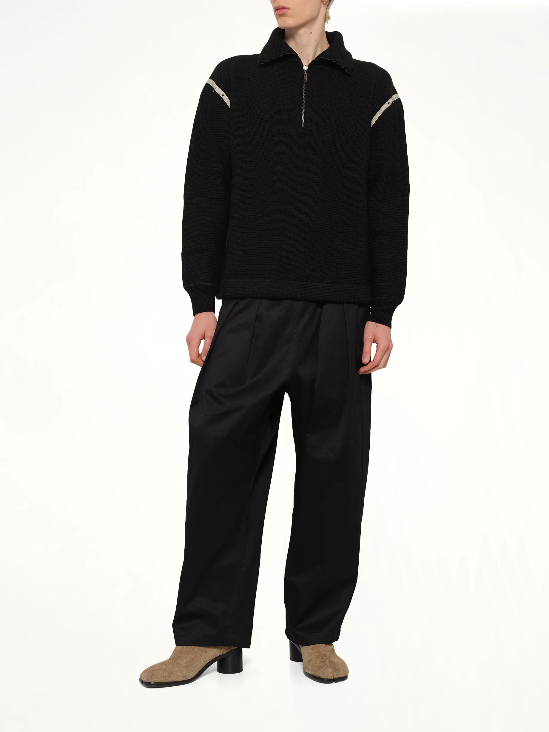 Quarter Zip Sweater in Black - Image 4