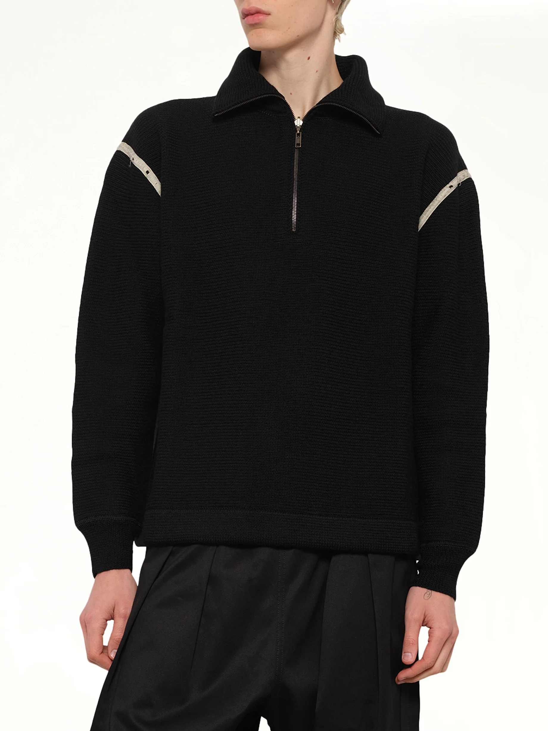 Quarter Zip Sweater in Black - Image 6