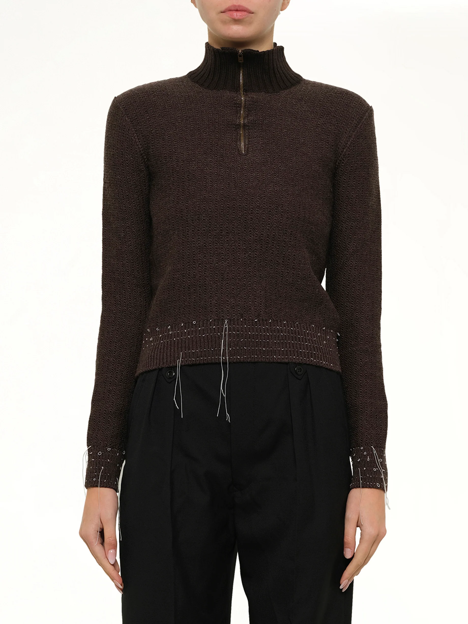 Quarter-Zip Sweater in Brown