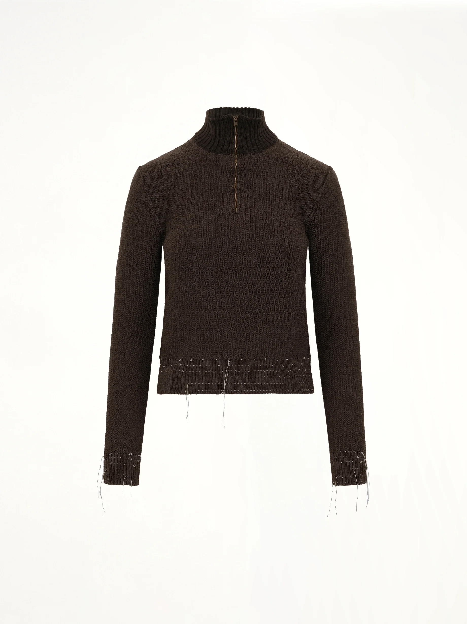 Quarter-Zip Sweater in Brown - Image 2
