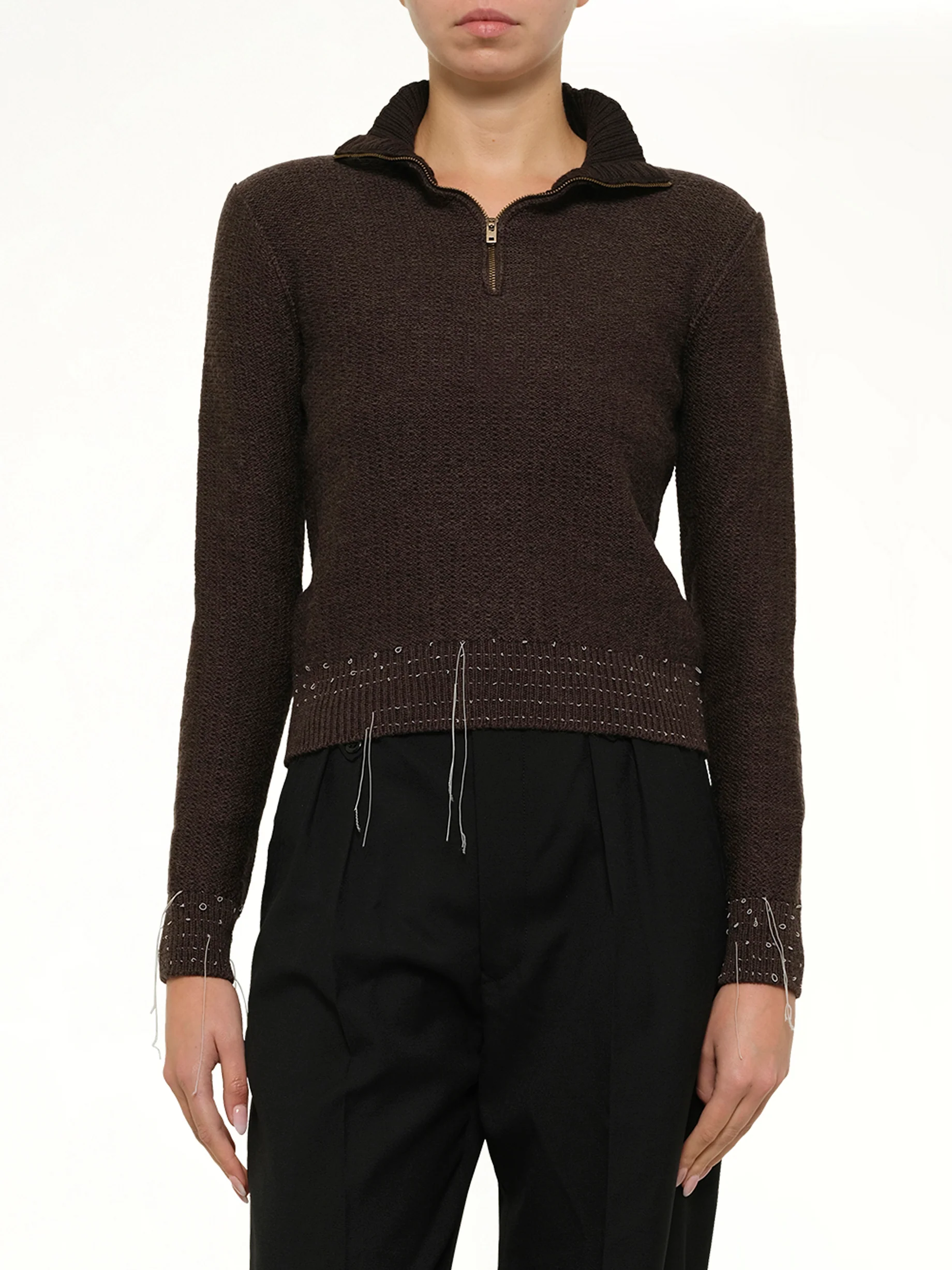 Quarter-Zip Sweater in Brown - Image 6