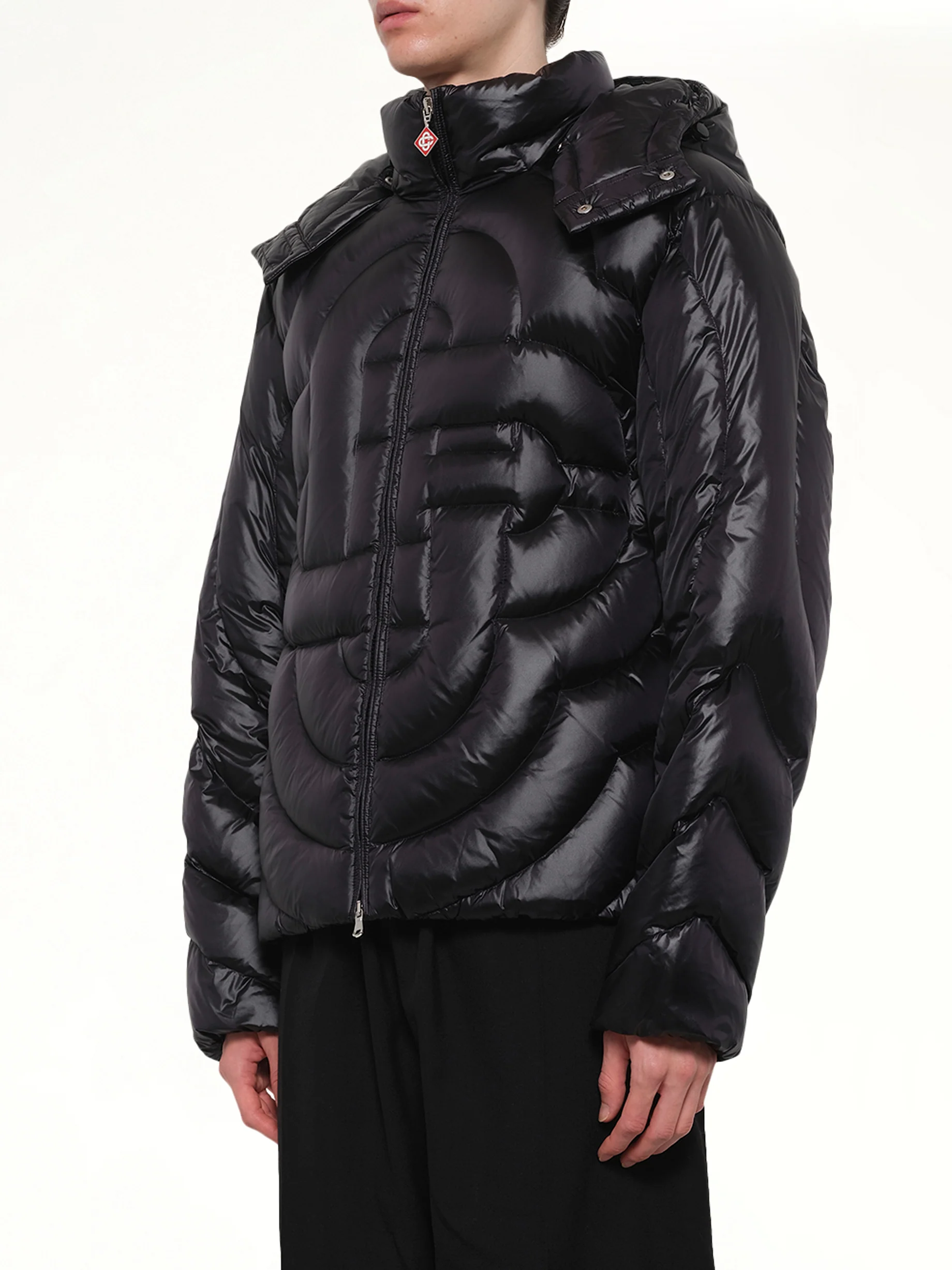 Quilted Puffer Jacket in Black - Image 3