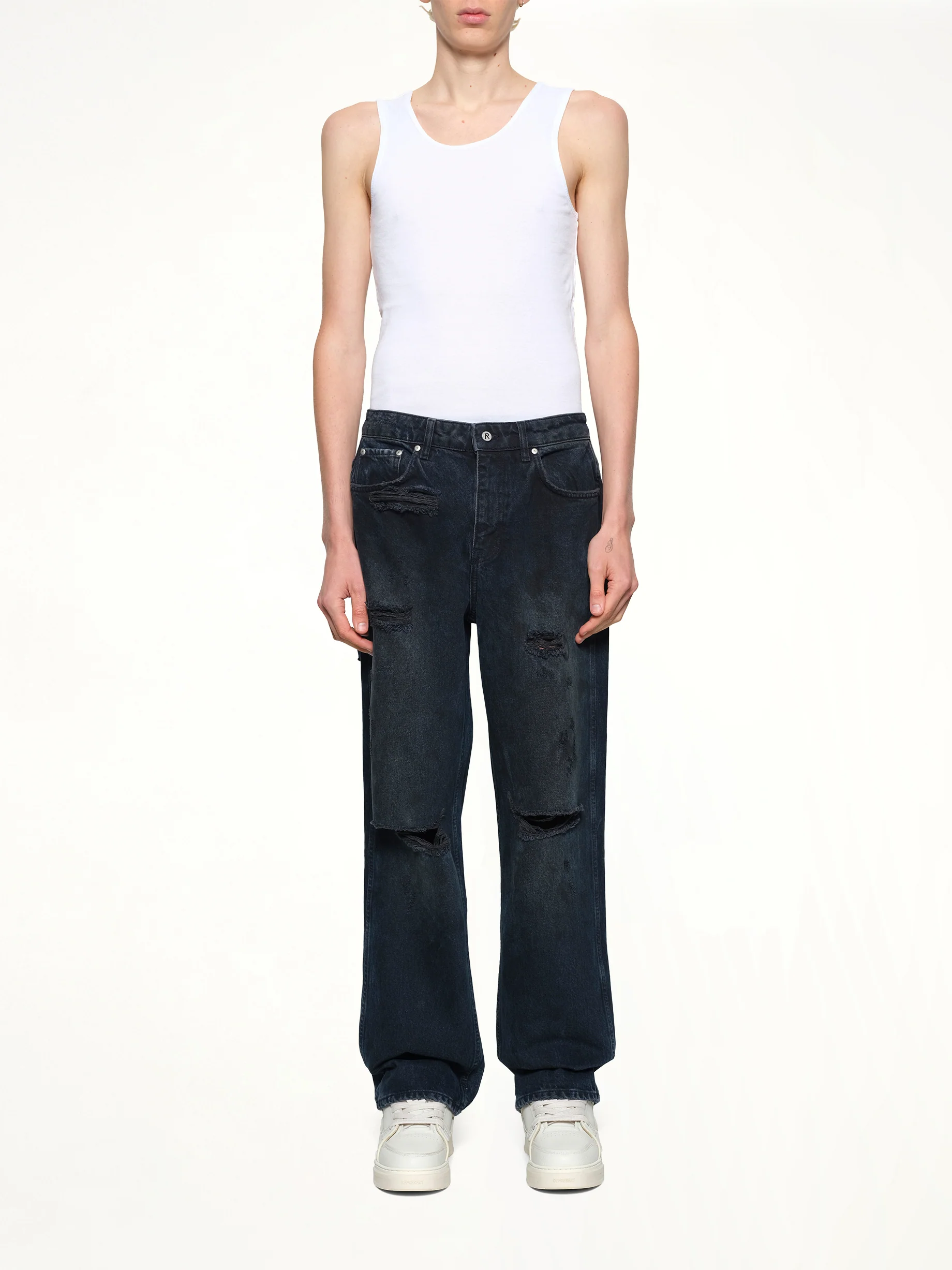 R3 Distressed Baggy Denim in Petrol - Image 7