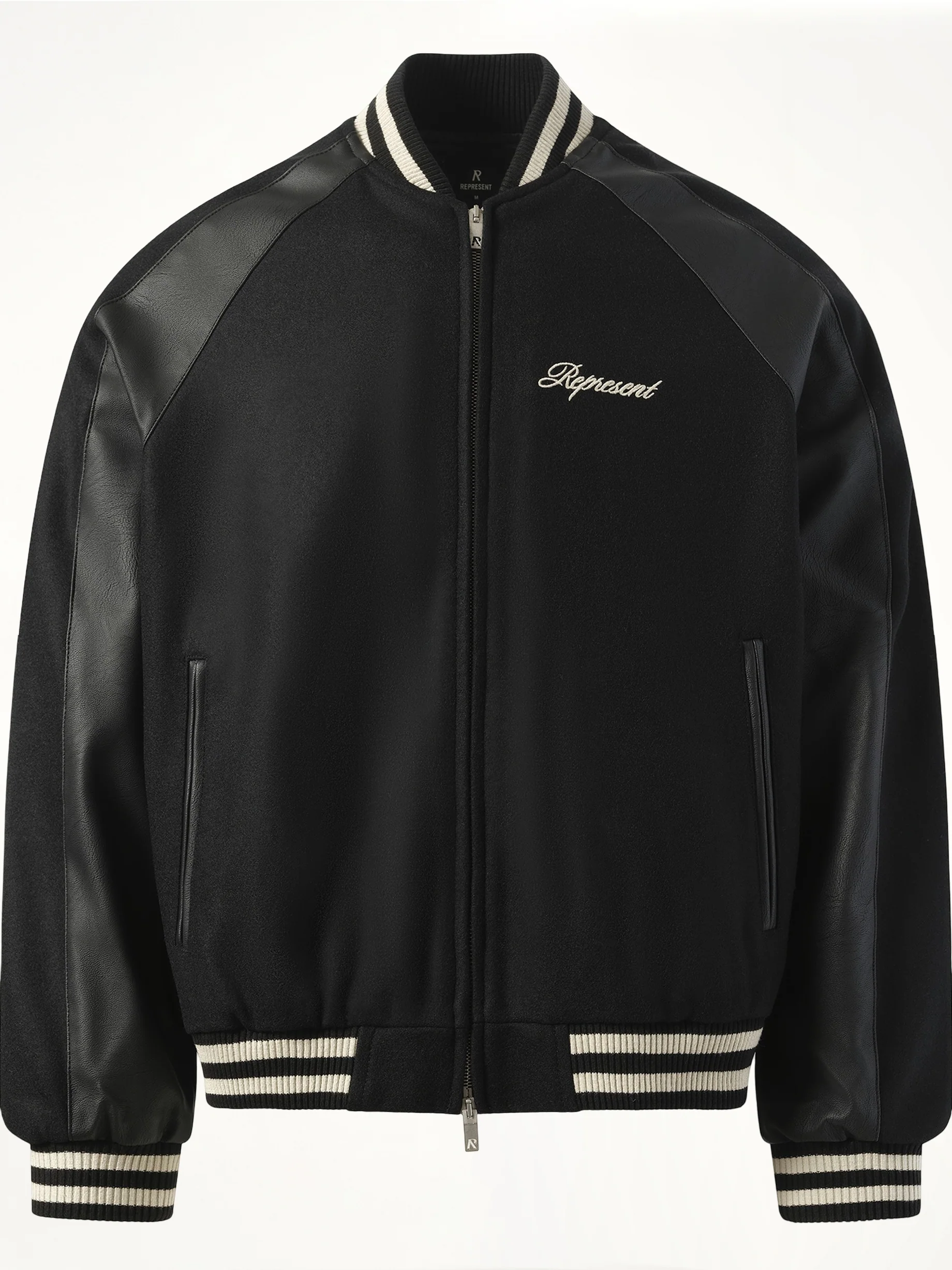 Raglan Varsity Jacket in Black - Image 2