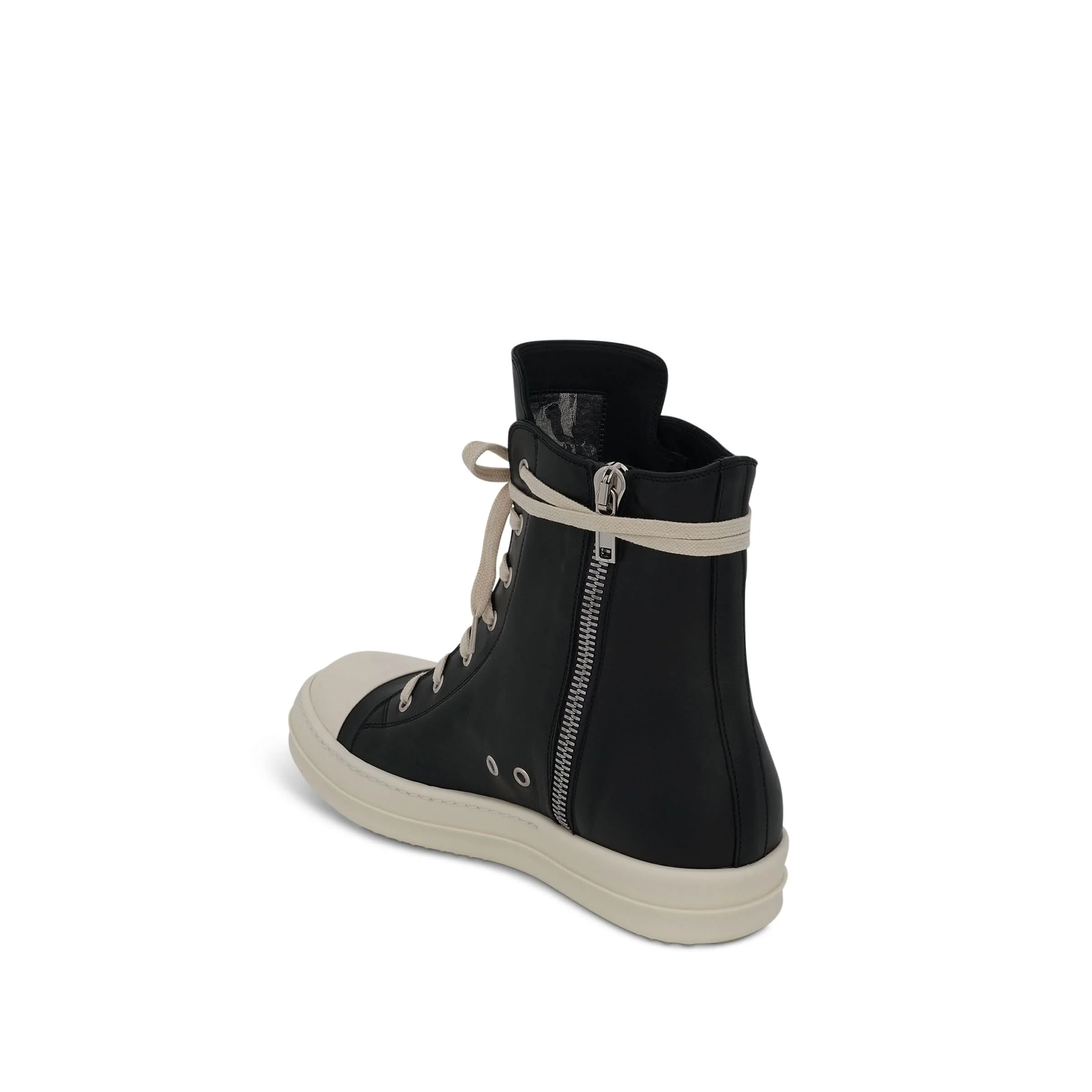 Ramones Leather Hi Sneaker in Black/Milk - Image 3