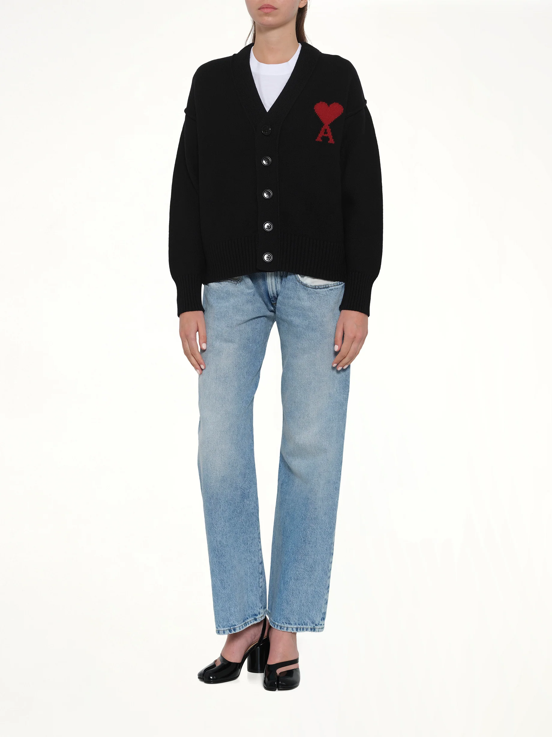 Red Ami De Coeur Cardigan in Black - Image 10