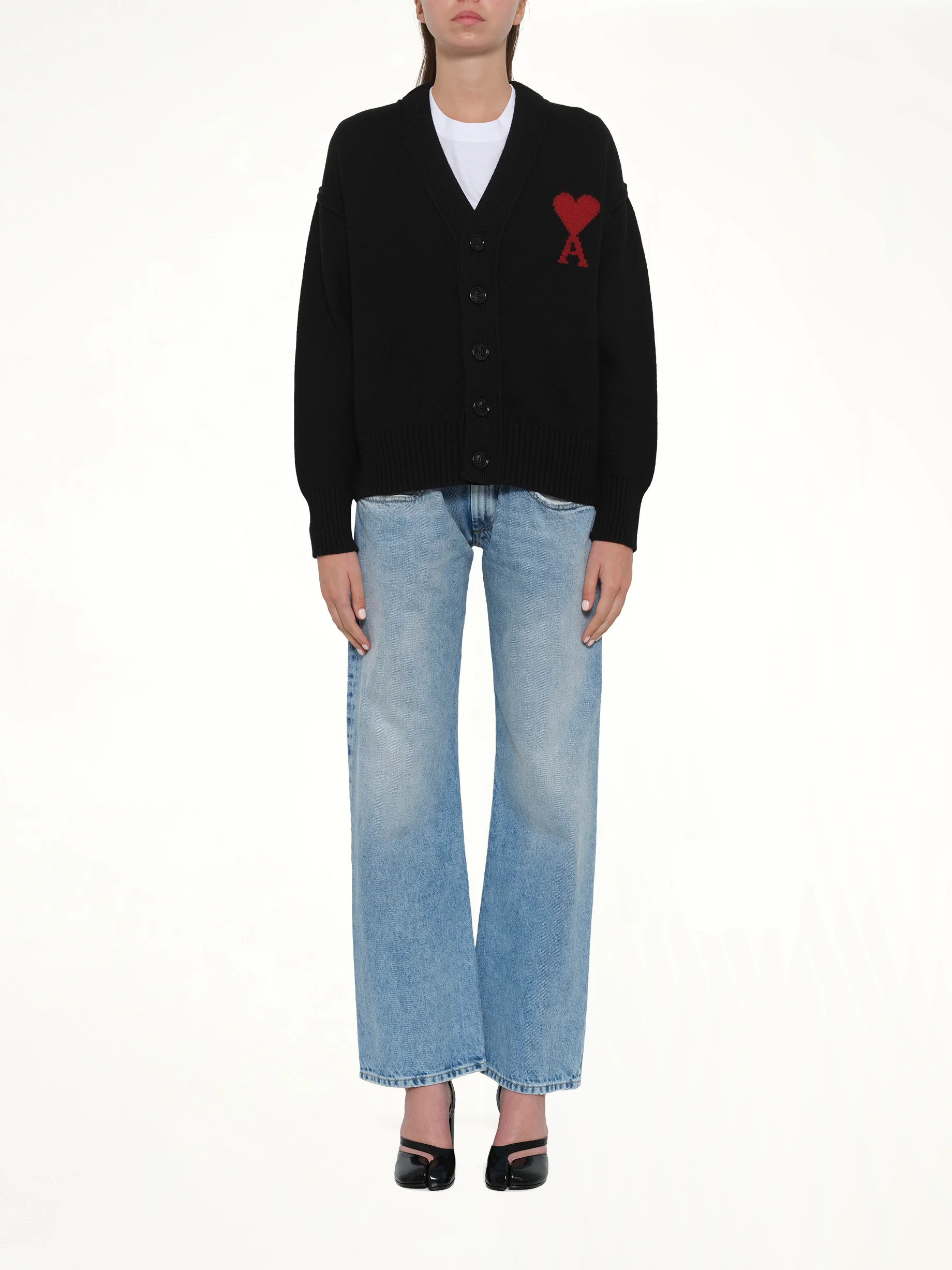 Red Ami De Coeur Cardigan in Black - Image 13