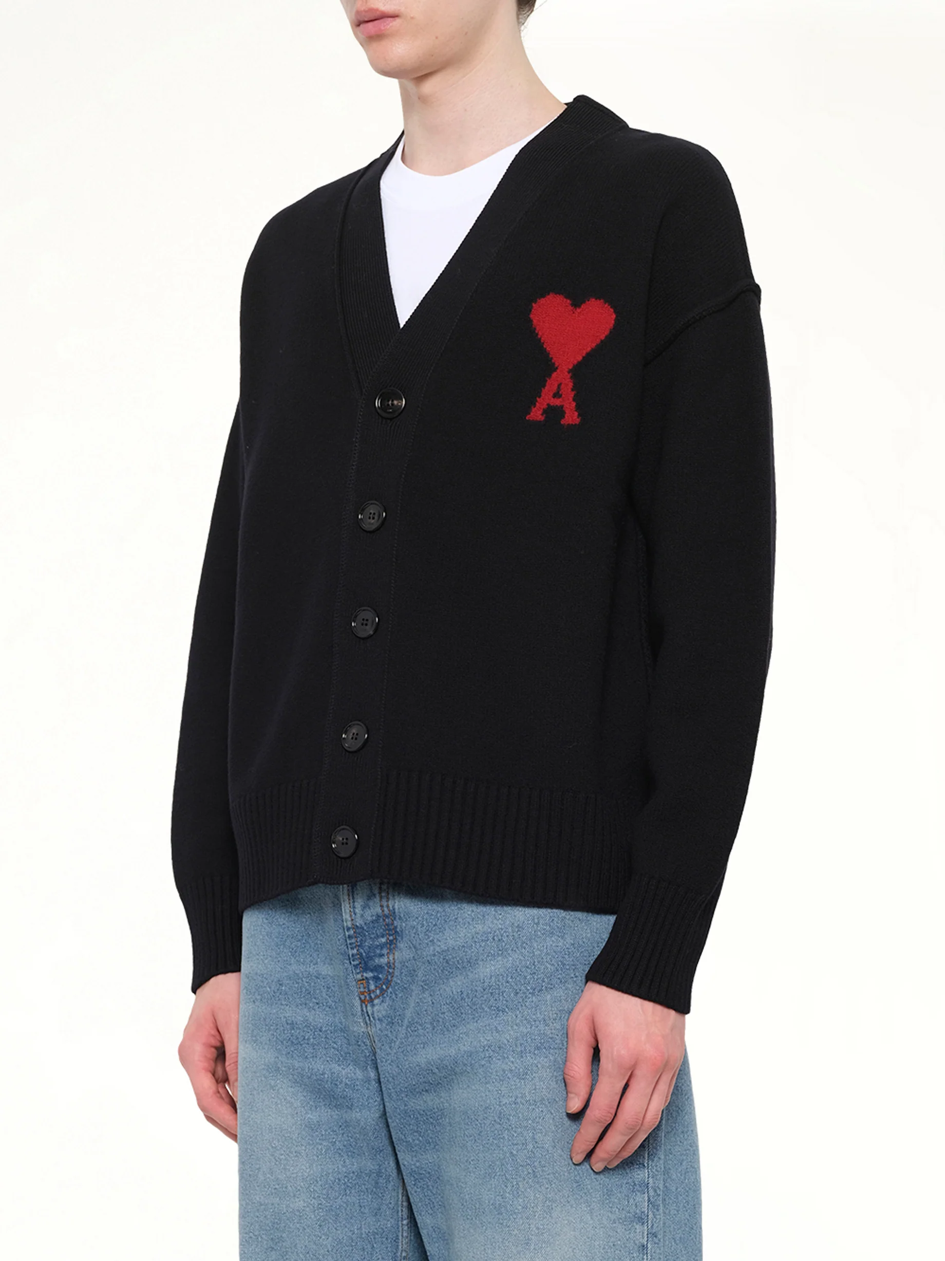 Red Ami De Coeur Cardigan in Black - Image 3