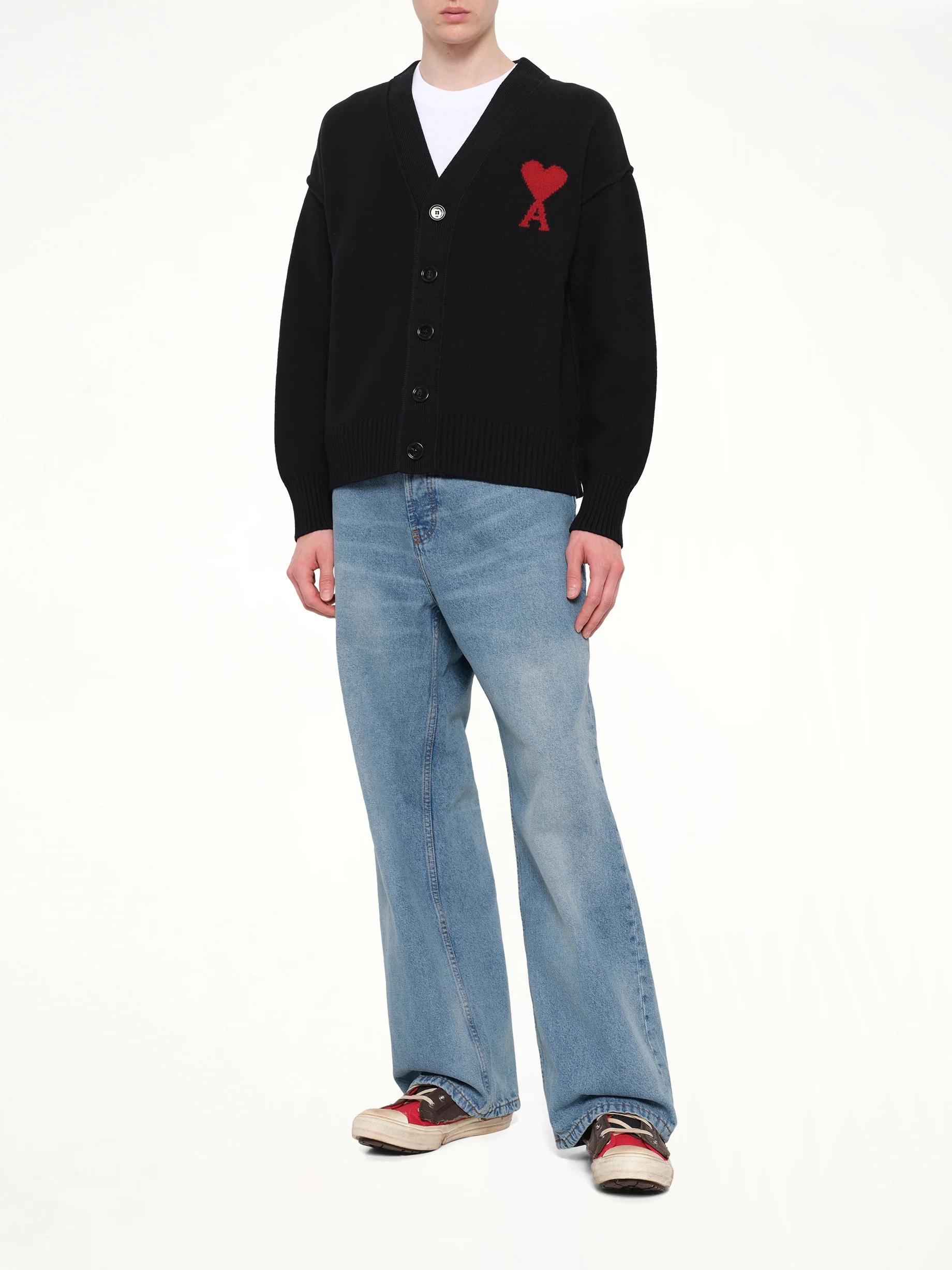 Red Ami De Coeur Cardigan in Black - Image 4
