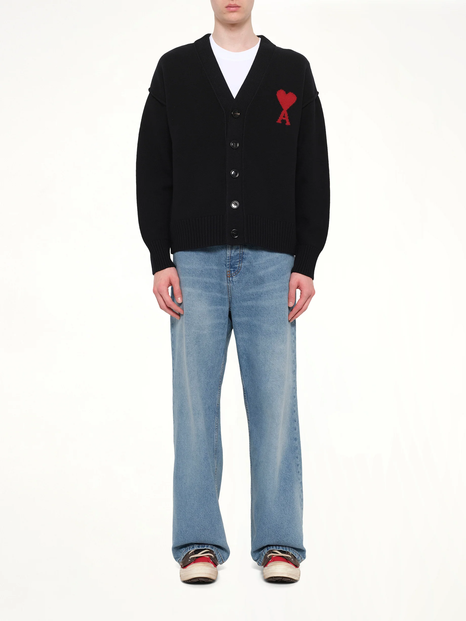 Red Ami De Coeur Cardigan in Black - Image 7