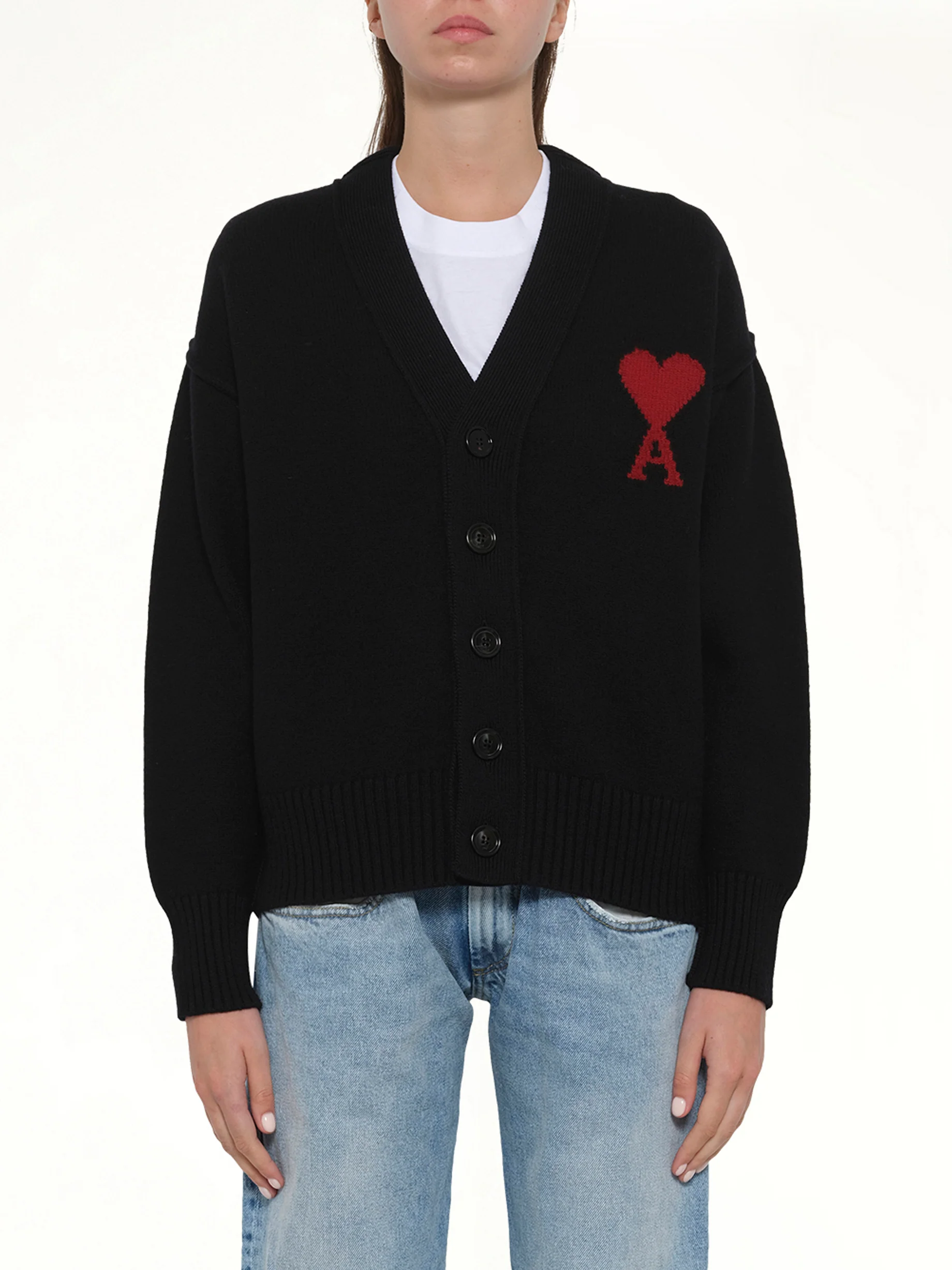 Red Ami De Coeur Cardigan in Black - Image 8