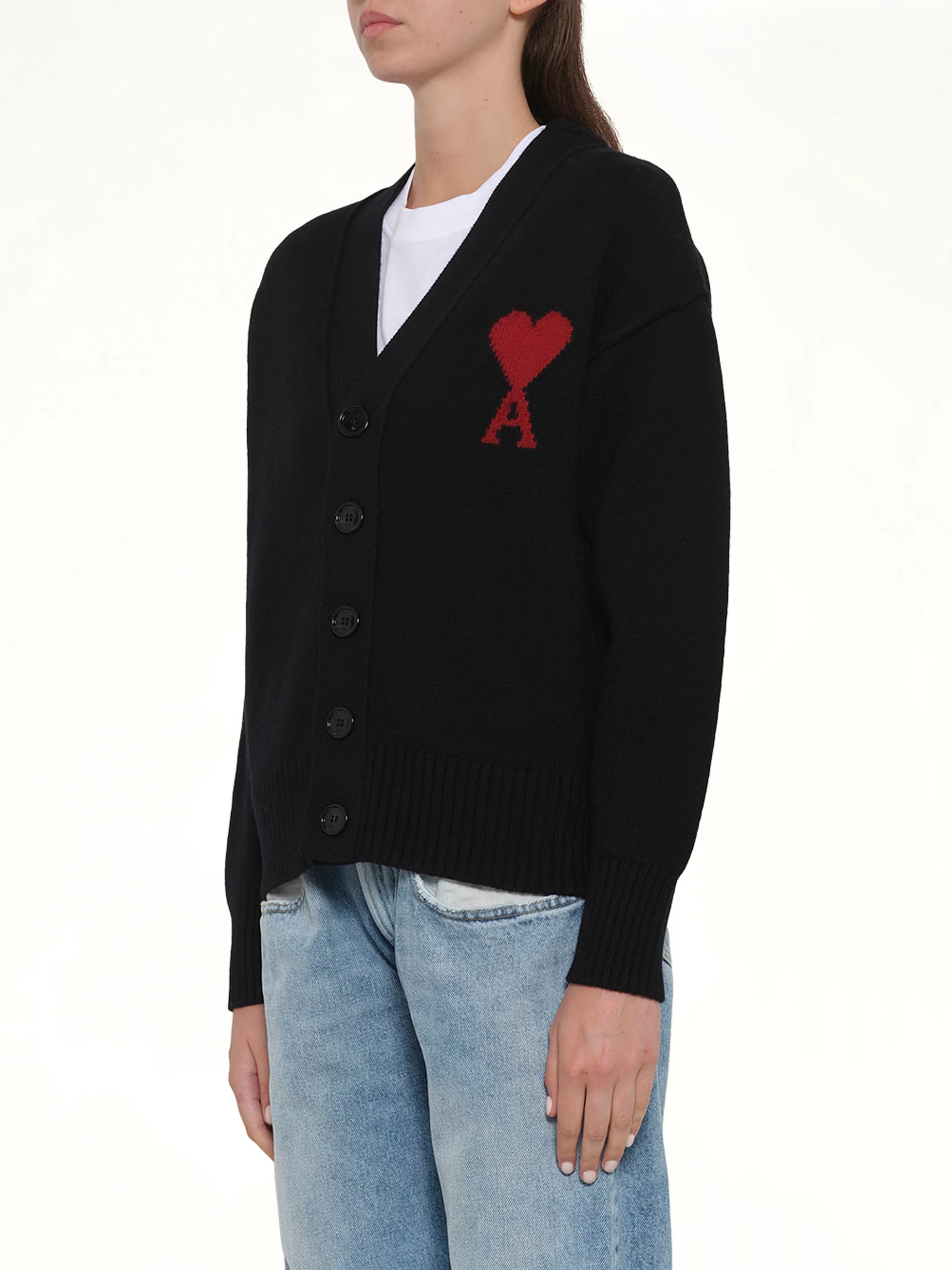 Red Ami De Coeur Cardigan in Black - Image 9